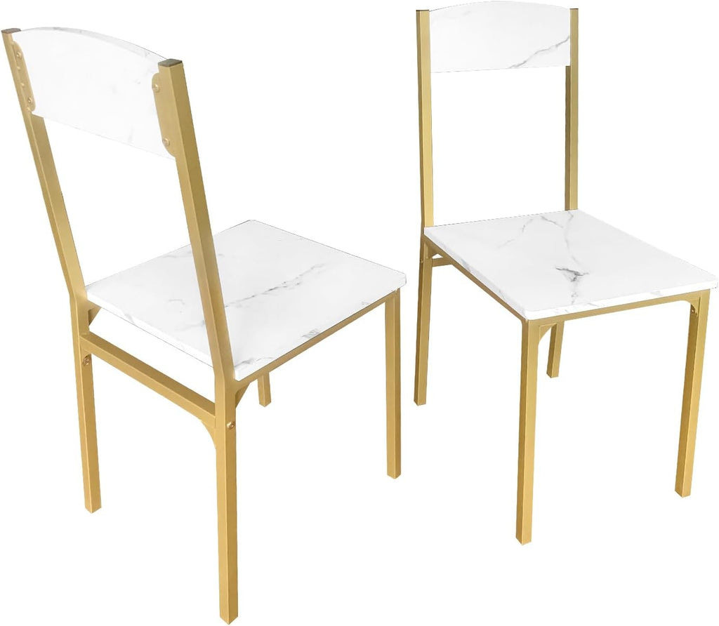AT-VALY Dining Chairs Set of 2, 18 inch Seat Height Armless Kitchen Chairs with Heavy-Duty Metal Frame for Dining Room (Gold)