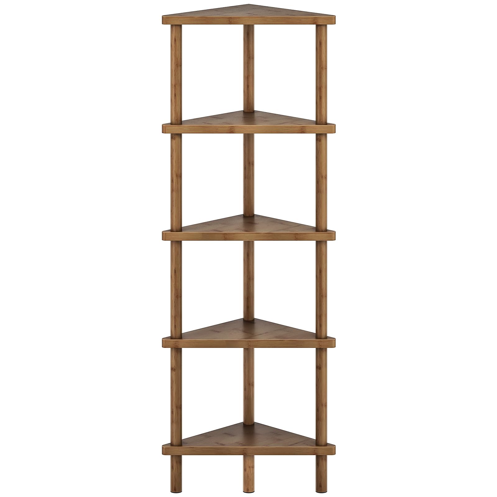 HOOBRO Corner Shelf Stand, 5-Tier Bamboo Corner Bookshelf, Plant Display Shelf, Corner Bookcase, Multipurpose Shelving Unit for Small Space, Living Room, Easy Assembly, Natural YL20CJ01