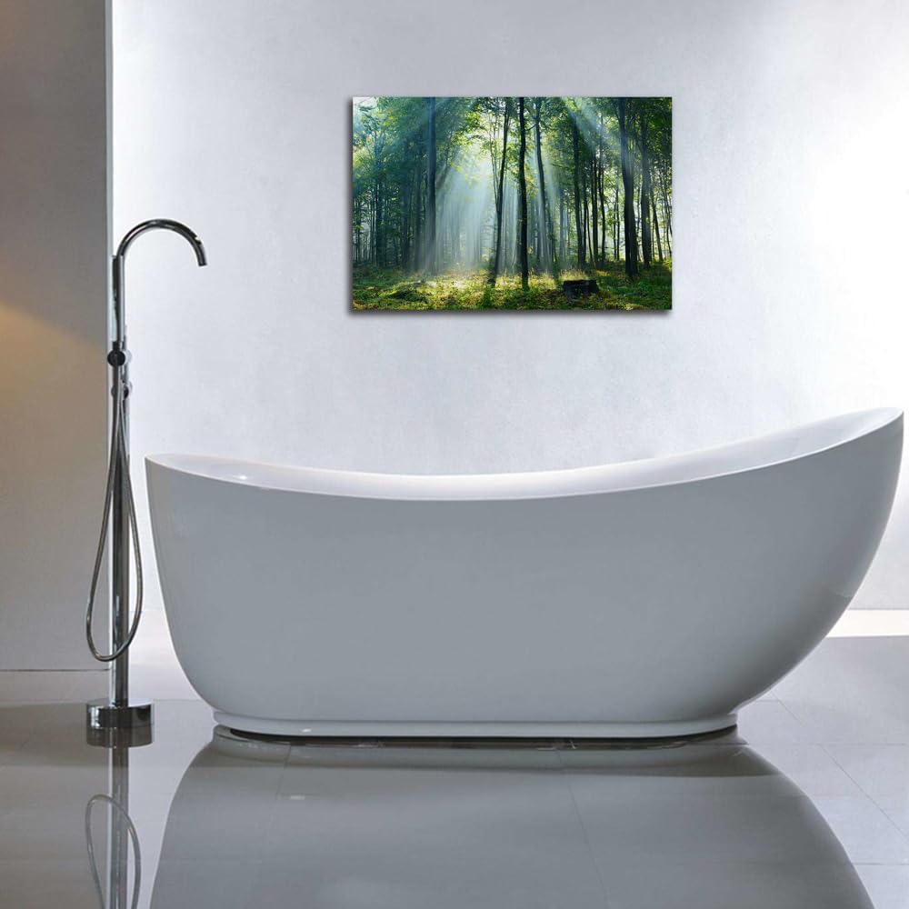 Nature Wall Art Green Forest Canvas Pictures Scenery Wall Art with Sunshine Photo Modern Tree Landscape Art Prints Decor Beautiful Mountain Artwork for Living Room Bedroom Kitchen Home Office Decorations 24x36inch