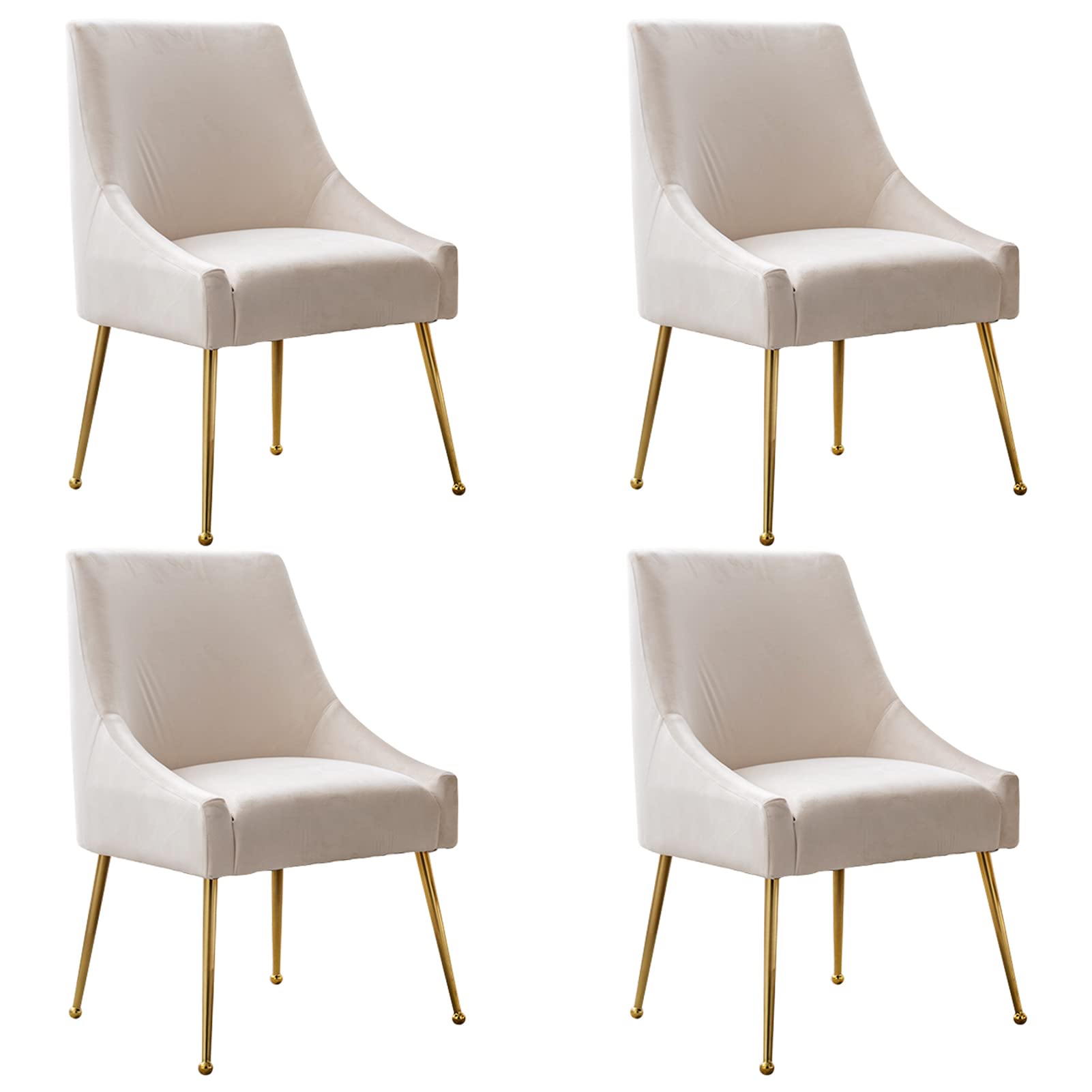 Modern Velvet Dining Chairs Set of 2, Contemporary Upholstered Furniture Collection with Polished Gold Metal Legs, Elegant Accent Chairs for Kitchen Living Room(Grey)