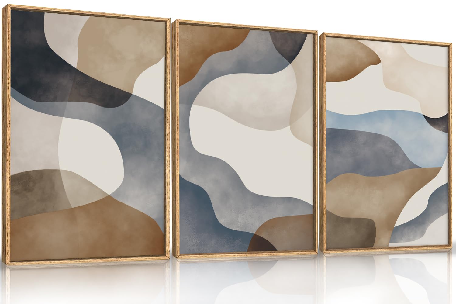 Abstract Natural Landscape Framed Canvas Wall Art Set, Watercolor Tan Green Beige Wall Decor, Minimalist Neutral Modern Scenery Artwork for Living Room, Bedroom,Farmhouse- 40"x20"x1