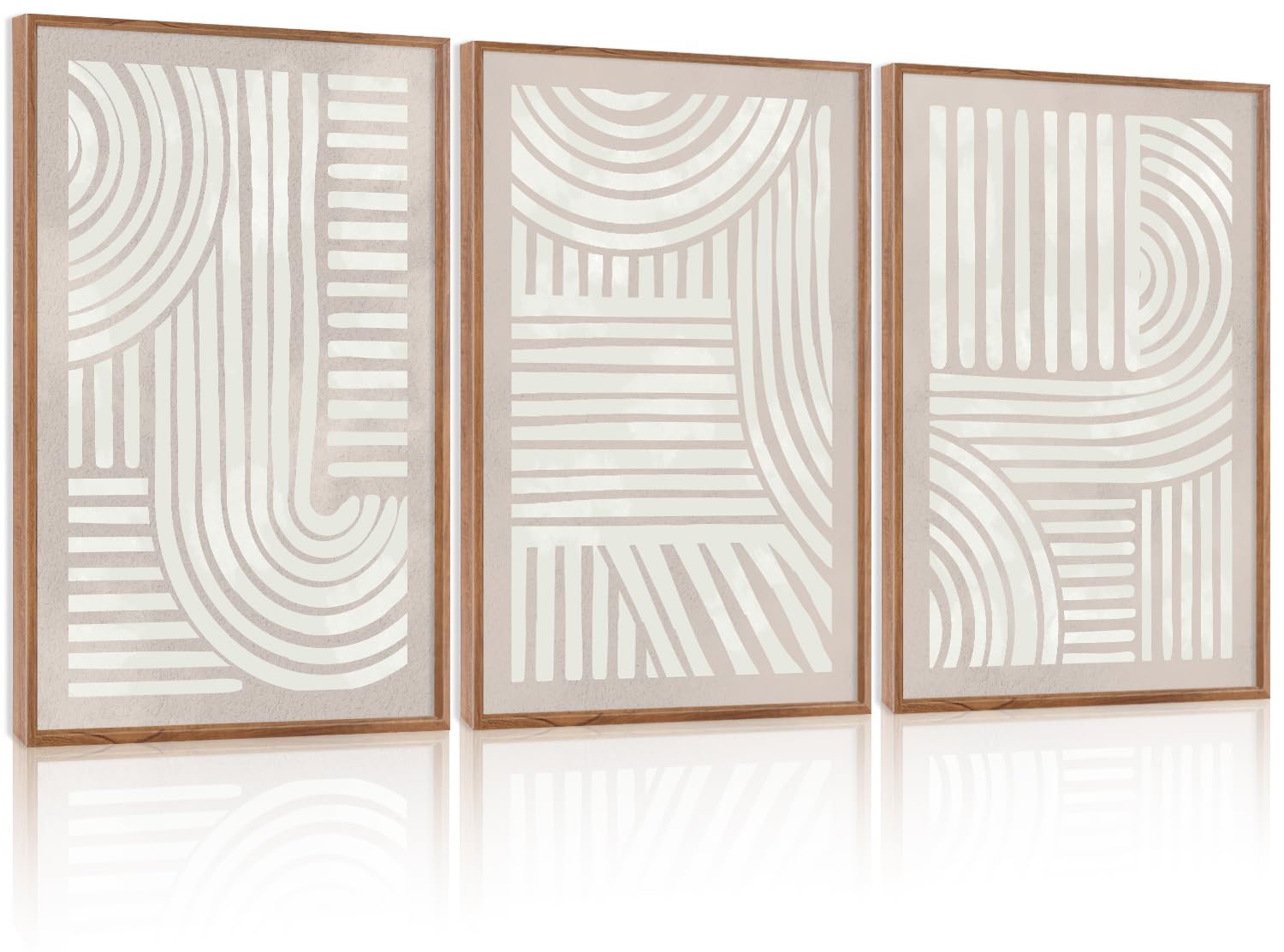 Abstract Natural Landscape Framed Canvas Wall Art Set, Watercolor Tan Green Beige Wall Decor, Minimalist Neutral Modern Scenery Artwork for Living Room, Bedroom,Farmhouse- 40"x20"x1