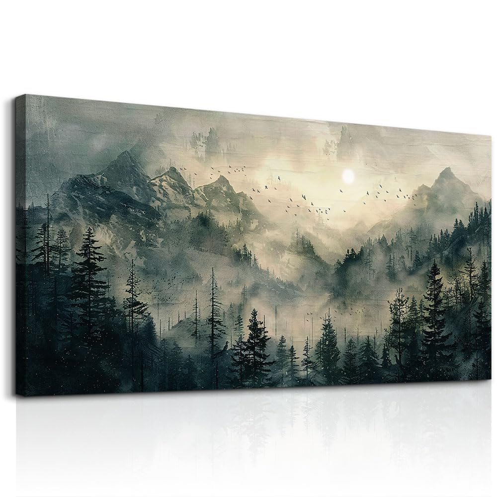 FUHAIHUA Canvas Wall Art For Living Room Large Wall Decor For Bedroom Modern Office Wall Decorations Forest River Landscape Paintings Farmhouse Pictures Artwork Room Aesthetic Home Decor 20x40 In
