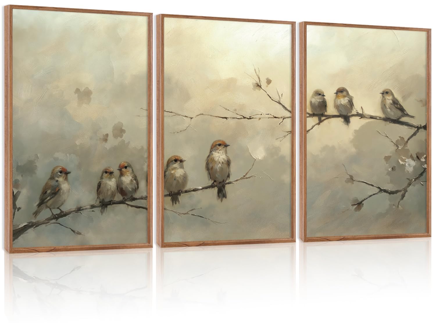 LHIUEM Abstract Mountain Brown Framed Canvas Wall Art,Neutral Watercolor Landscape Wall Decor,Minimalist Grey Beige Lake Artwork for Living Room,Bedroom,Dining Room,Office -20"x40"x1