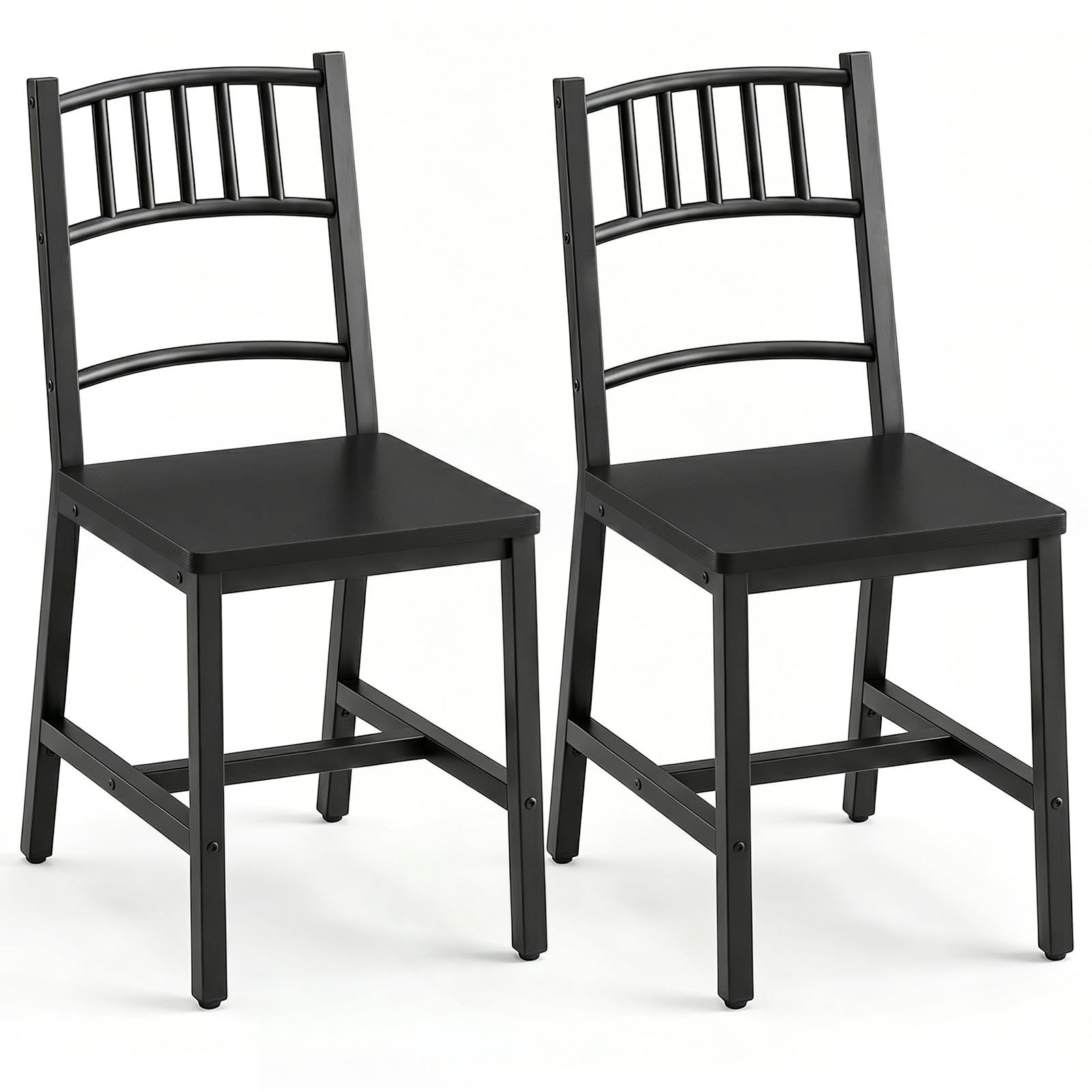 HOOBRO Dining Chairs Set of 2, Wooden Kitchen Chairs with Metal Frame, Industrial Dining Chairs with Back, Easy to Assemble, Farmhouse Dining Chairs for Living Room, Rustic Brown and Black BF39CD01