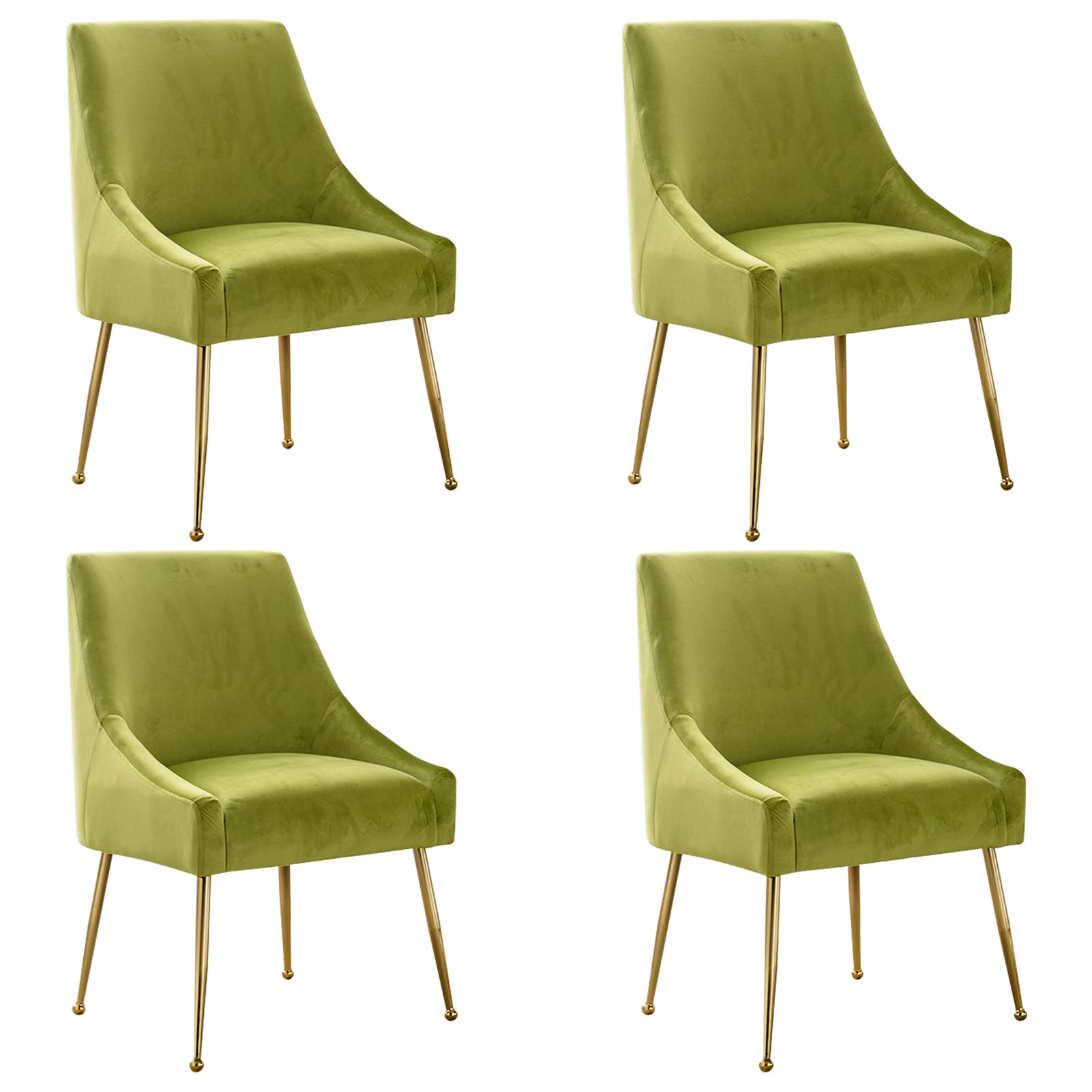 Modern Velvet Dining Chairs Set of 2, Contemporary Upholstered Furniture Collection with Polished Gold Metal Legs, Elegant Accent Chairs for Kitchen Living Room(Grey)