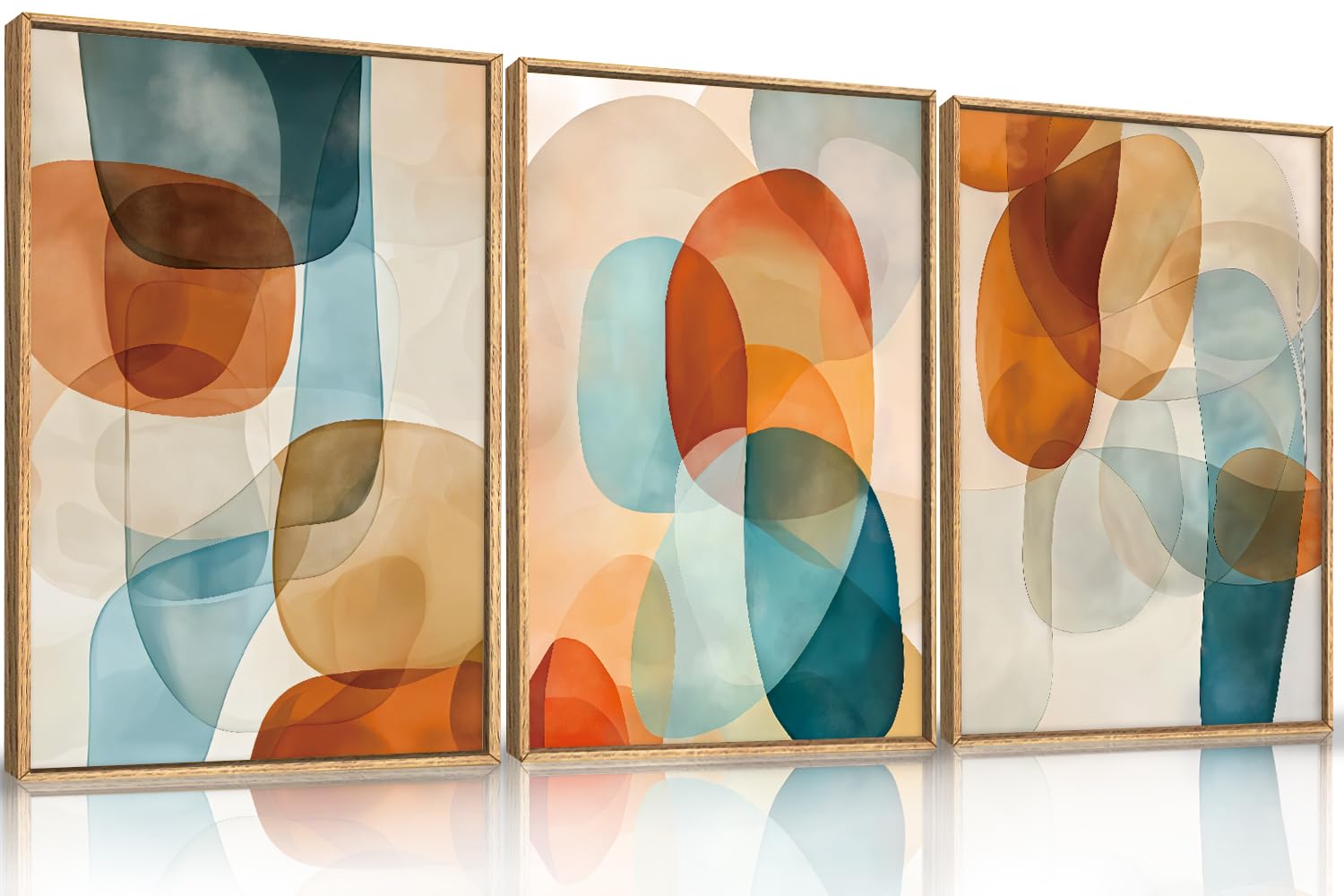 Abstract Natural Landscape Framed Canvas Wall Art Set, Watercolor Tan Green Beige Wall Decor, Minimalist Neutral Modern Scenery Artwork for Living Room, Bedroom,Farmhouse- 40"x20"x1