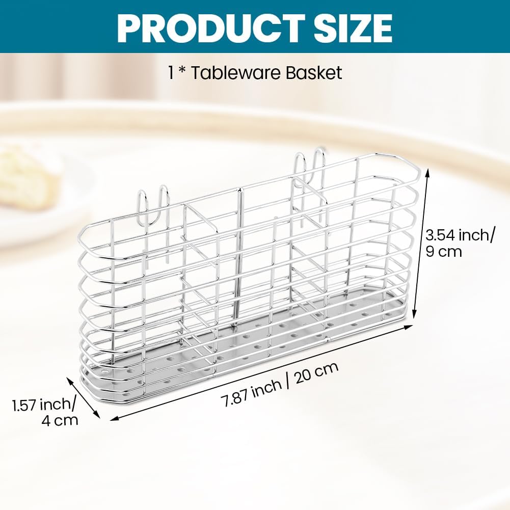 Utensil Drying Rack, 304 Stainless Steel Utensil Organizer Holder No Drilling Kitchen Drainage Basket with 3 Divided Compartments(COLOR:Silver)