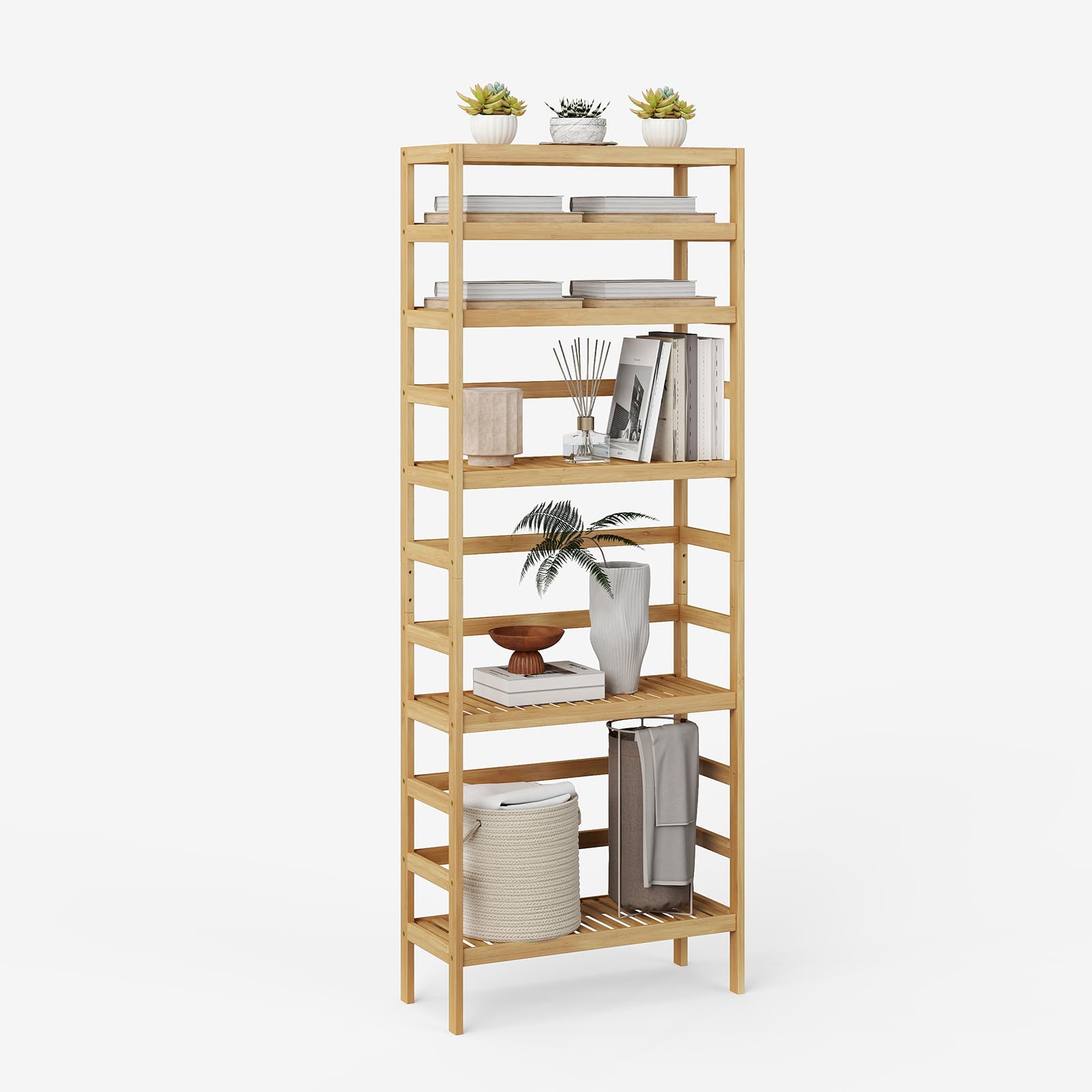 Bamboo Bathroom Shelf, Stand Utility Storage Shelf Multifunctional Bathroom Kitchen Living Room Holder Plant Flower Stand (3-Tier)