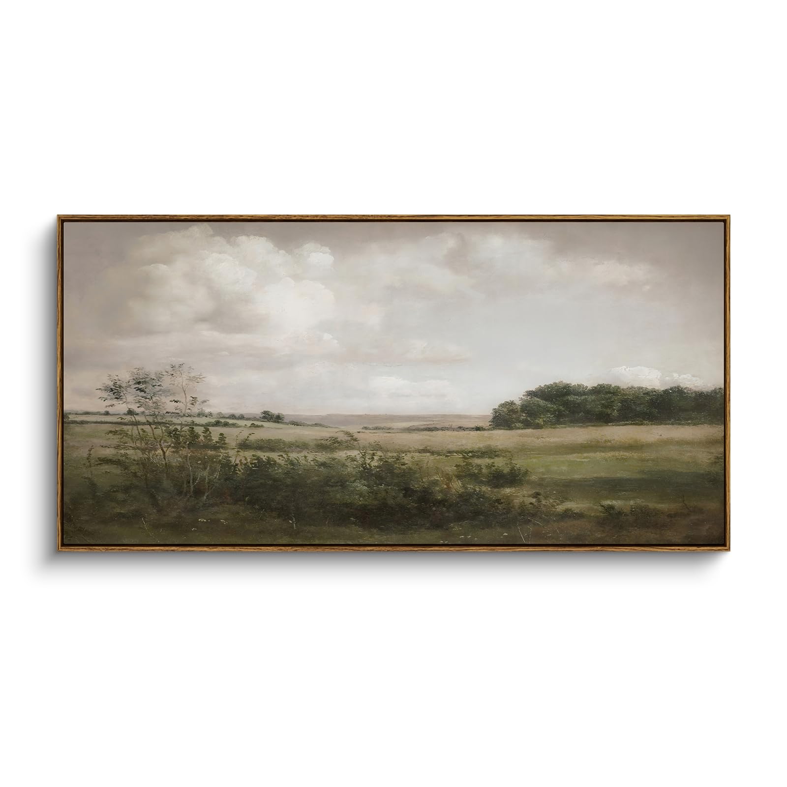 InSimSea Extra Large Framed Vintage Wall Art, Living Room Country Farmhouse Decor, Wilderness Landscape Paintings, Canvas Prints, Retro Farm Long Picture for Bedroom Above of Bed,24x48inch