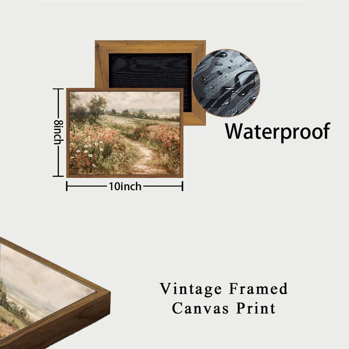 OIQArtOIQ Framed Canvas Wall Art,Vintage Decor,Landscape Nature Country Wildflower Paintings Farmhouse Pictures Modern Artwork Rustic Fall Flower Prints Cottagecore Office Living Room Bedroom Bathroom