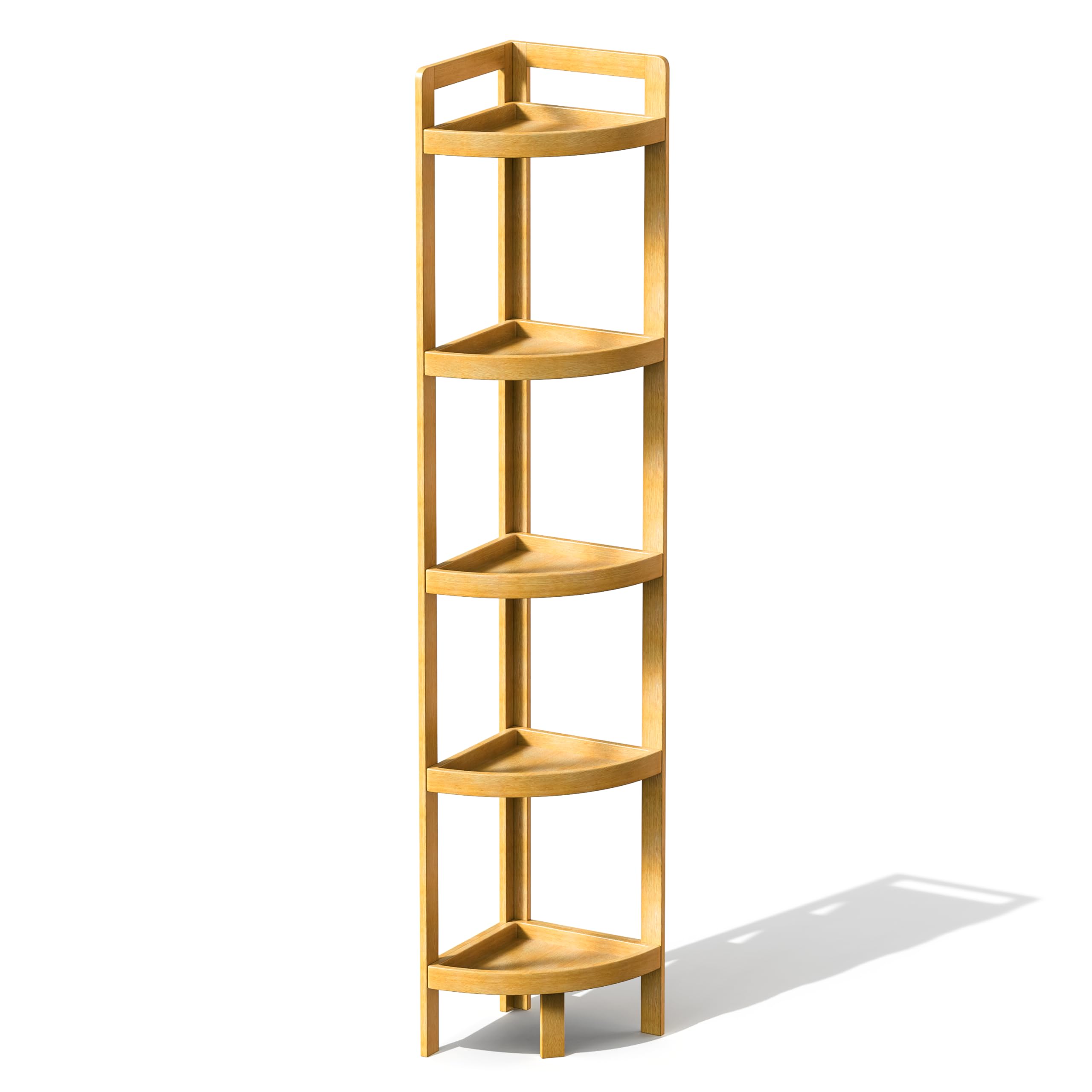 2026 New Bamboo Standing Shelf, 3 Tier Corner Shelf Stand, Free-Standing Shelf Units, Triangular Curved Corner Shelf Stand for Space-Saaving Display Ideal for Bathroom/Kitchen/Living Room Storage
