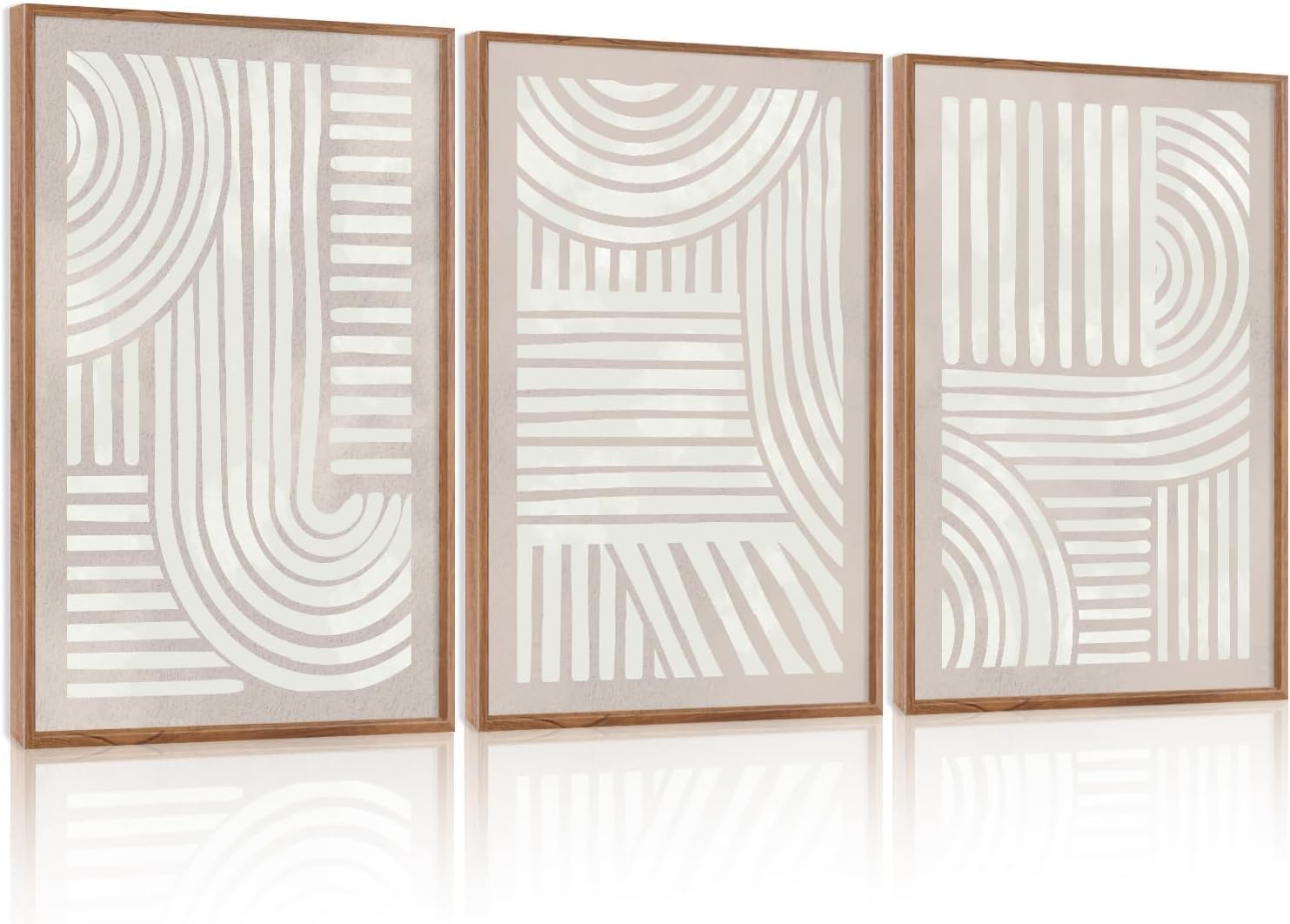 Abstract Natural Landscape Framed Canvas Wall Art Set, Watercolor Tan Green Beige Wall Decor, Minimalist Neutral Modern Scenery Artwork for Living Room, Bedroom,Farmhouse- 40"x20"x1