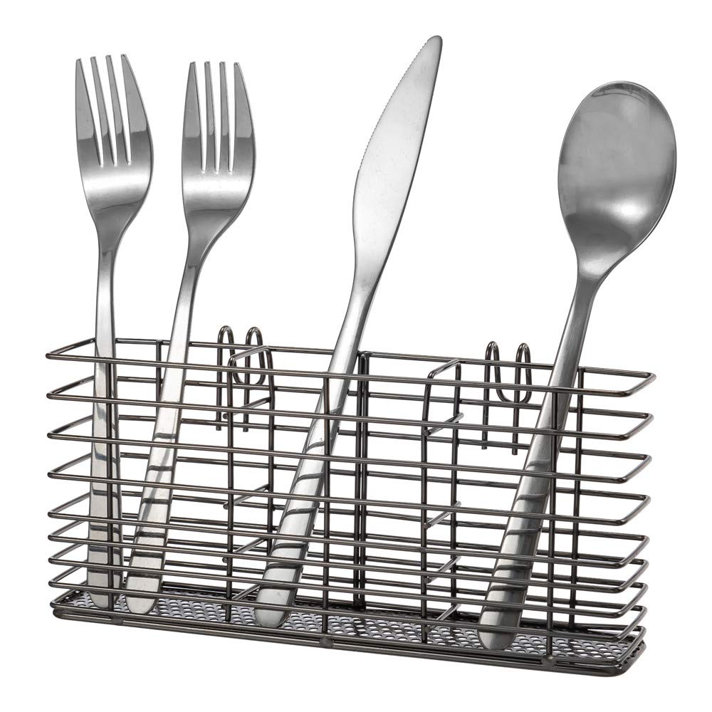 SANNO Stainless Steel Utensil Drying Rack Silverware Holder for Dish Rack, Hanging Cutlery Utensil Holder Silverware Organizer Stainless Steel Rack with Hooks
