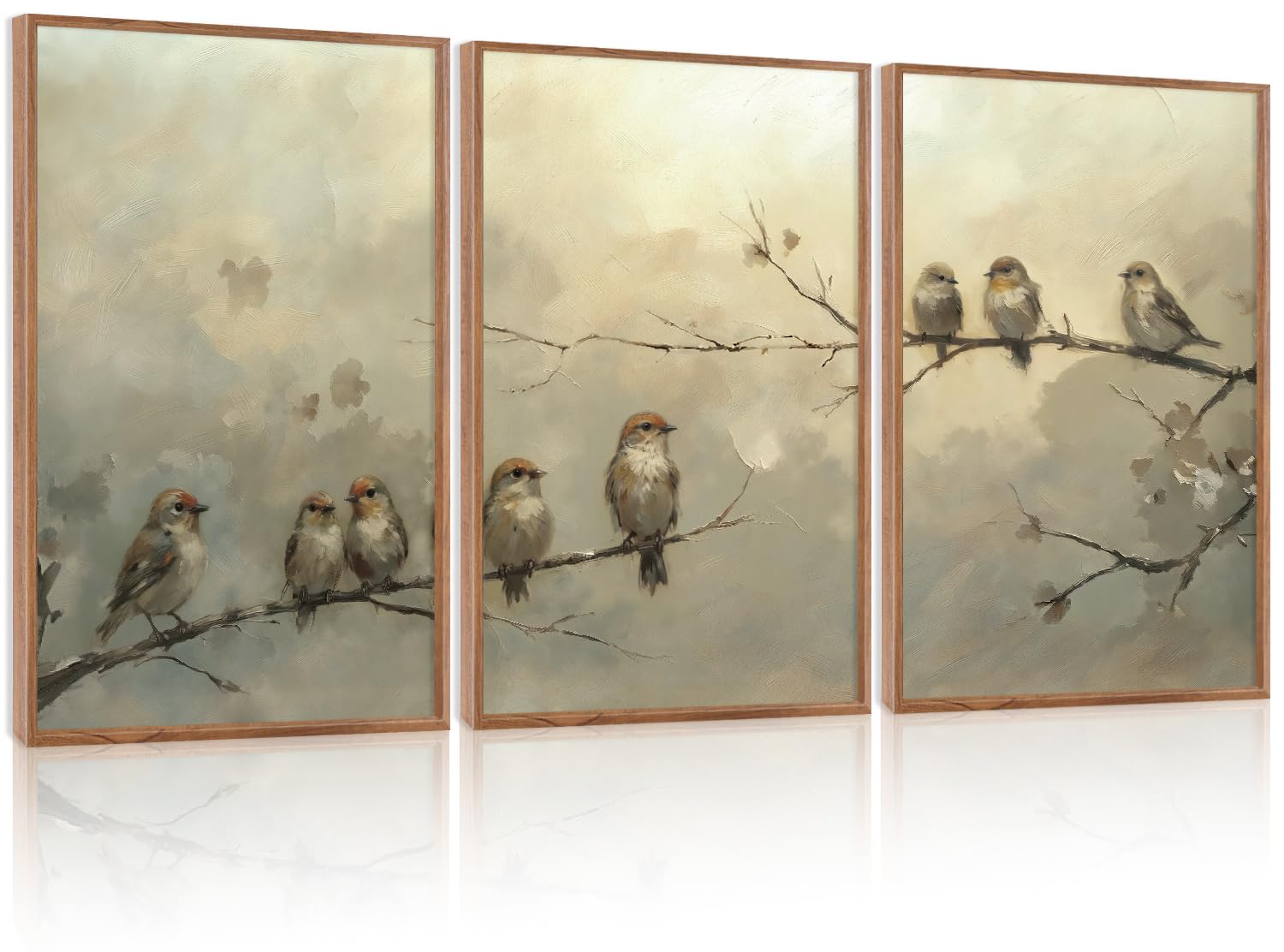 LHIUEM Abstract Mountain Brown Framed Canvas Wall Art,Neutral Watercolor Landscape Wall Decor,Minimalist Grey Beige Lake Artwork for Living Room,Bedroom,Dining Room,Office -20"x40"x1