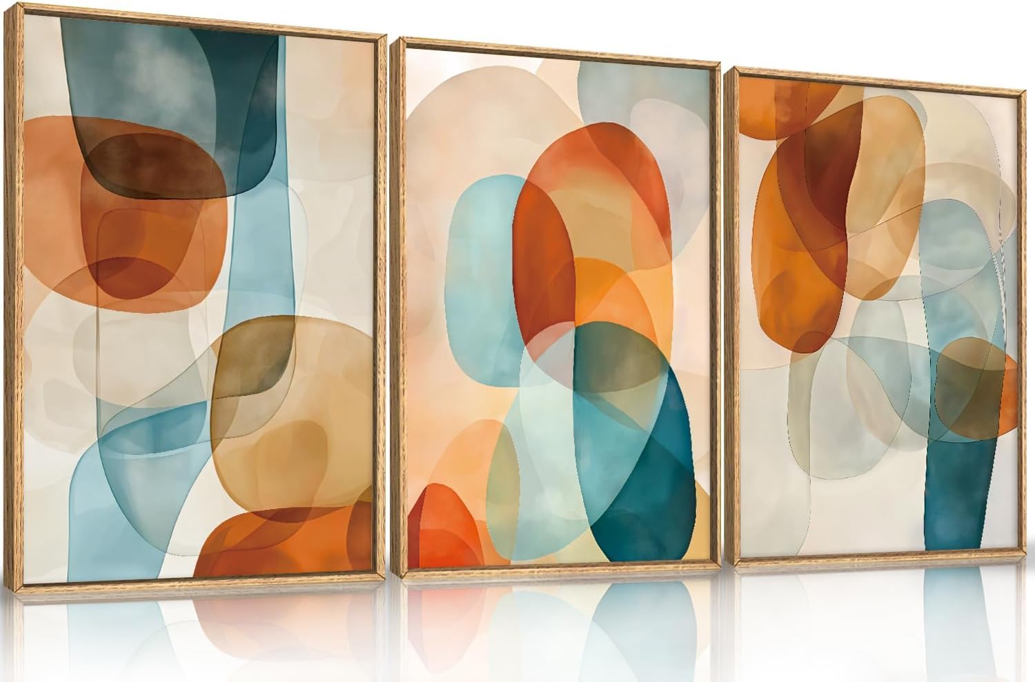 Abstract Natural Landscape Framed Canvas Wall Art Set, Watercolor Tan Green Beige Wall Decor, Minimalist Neutral Modern Scenery Artwork for Living Room, Bedroom,Farmhouse- 40"x20"x1