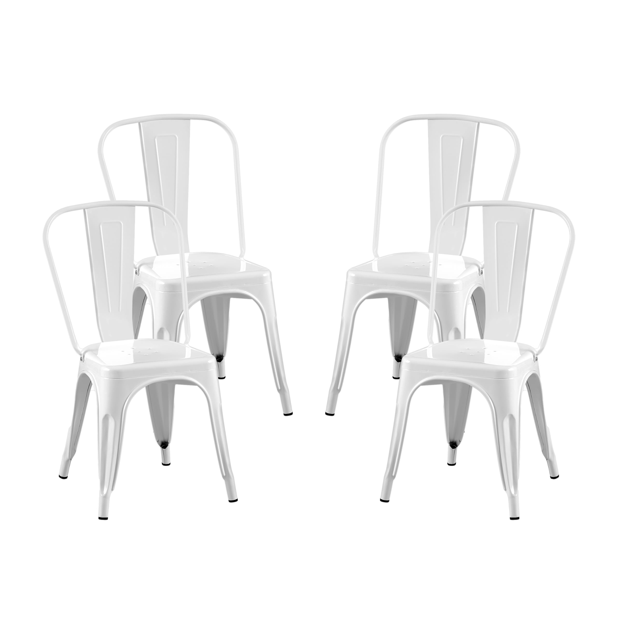 AC Pacific 18 Inch Seat Height Industrial Metal Dining Chairs, Stackable Kitchen or Bar Seat, Durable Modern Design, Versatile Accent Furniture, Set of 2, Dark Blue