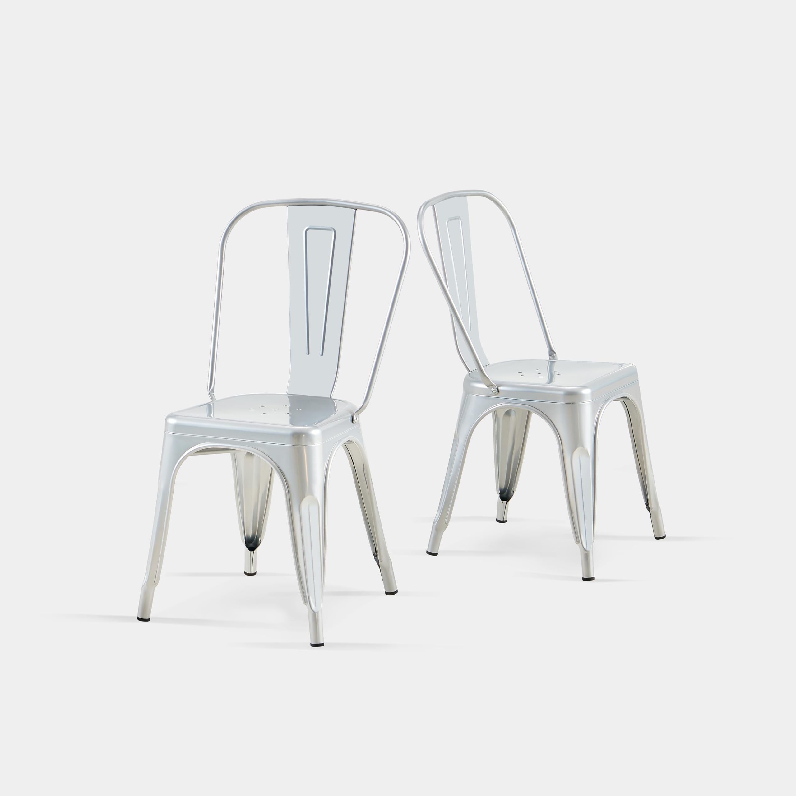 AC Pacific 18 Inch Seat Height Industrial Metal Dining Chairs, Stackable Kitchen or Bar Seat, Durable Modern Design, Versatile Accent Furniture, Set of 2, Dark Green