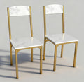 AT-VALY Dining Chairs Set of 2, 18 inch Seat Height Armless Kitchen Chairs with Heavy-Duty Metal Frame for Dining Room (Gold)