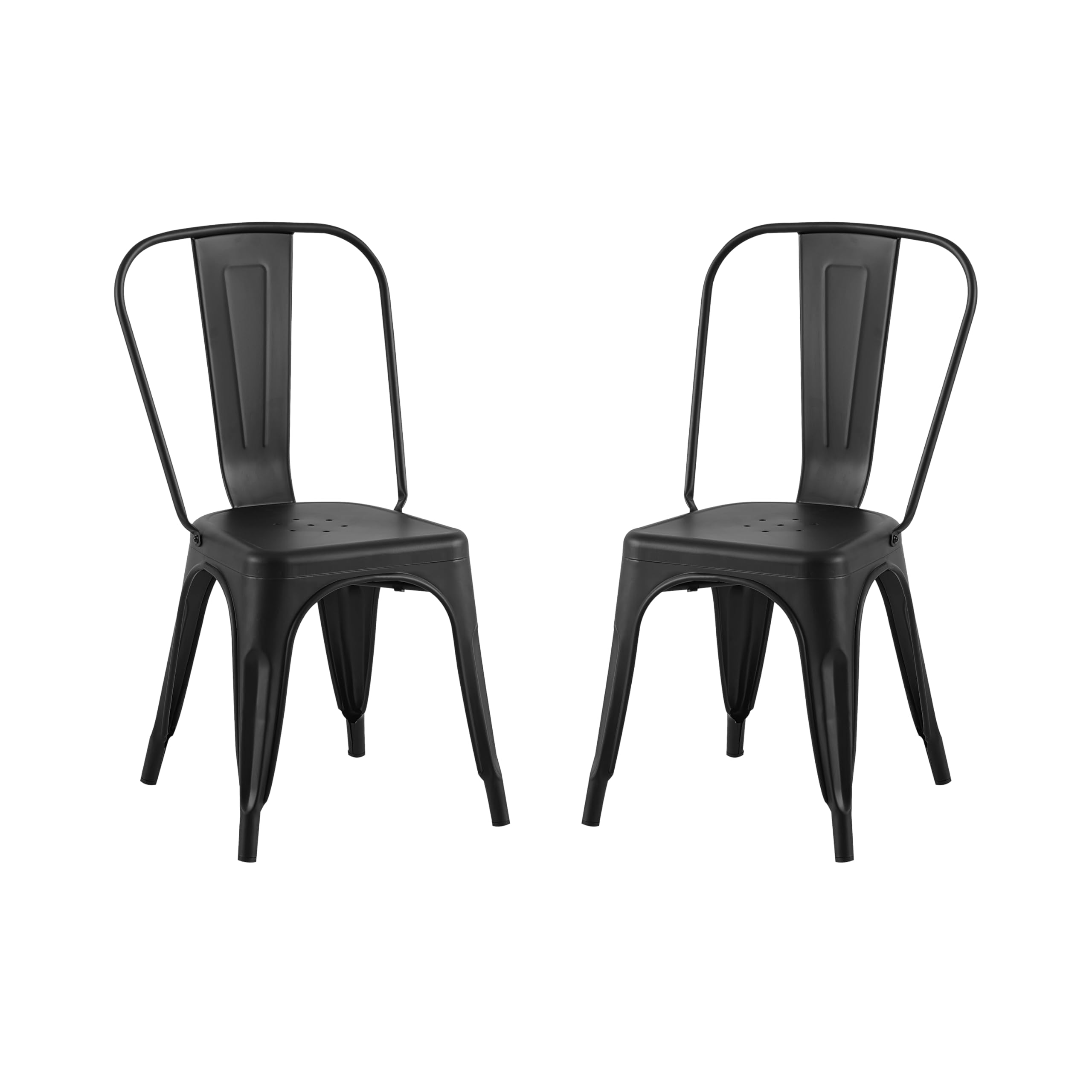 AC Pacific 18 Inch Seat Height Industrial Metal Dining Chairs, Stackable Kitchen or Bar Seat, Durable Modern Design, Versatile Accent Furniture, Set of 2, Dark Green