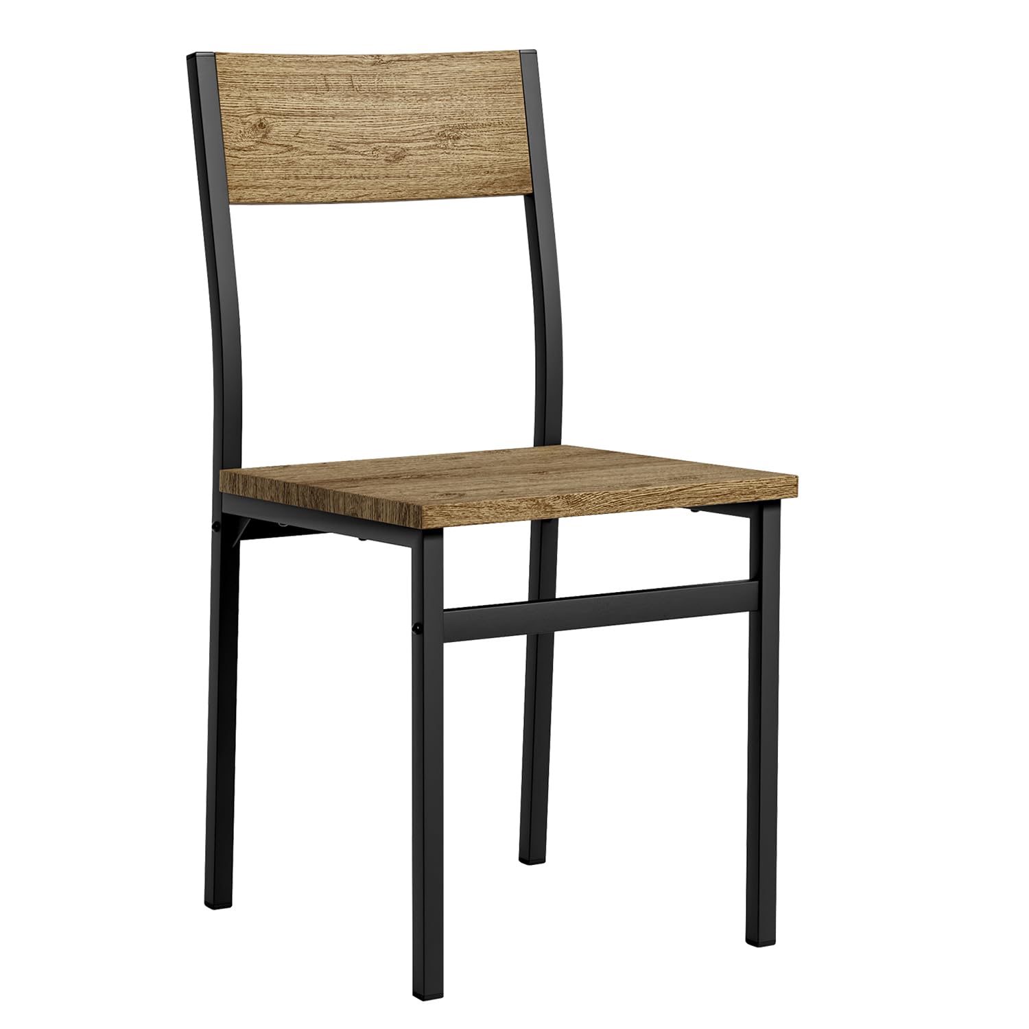 MECHYIN Dining Chairs Set of 4, Rustic Wood Dining Room Chairs with Thickened and Strengthened Metal Steel Frame & Slat Back, Modern Farmhouse Chair for Kitchen, Dining Room (4, Nut-Brown)