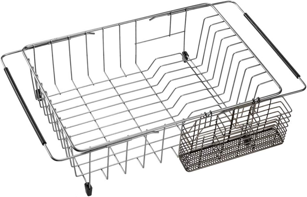 SANNO Stainless Steel Utensil Drying Rack Silverware Holder for Dish Rack, Hanging Cutlery Utensil Holder Silverware Organizer Stainless Steel Rack with Hooks