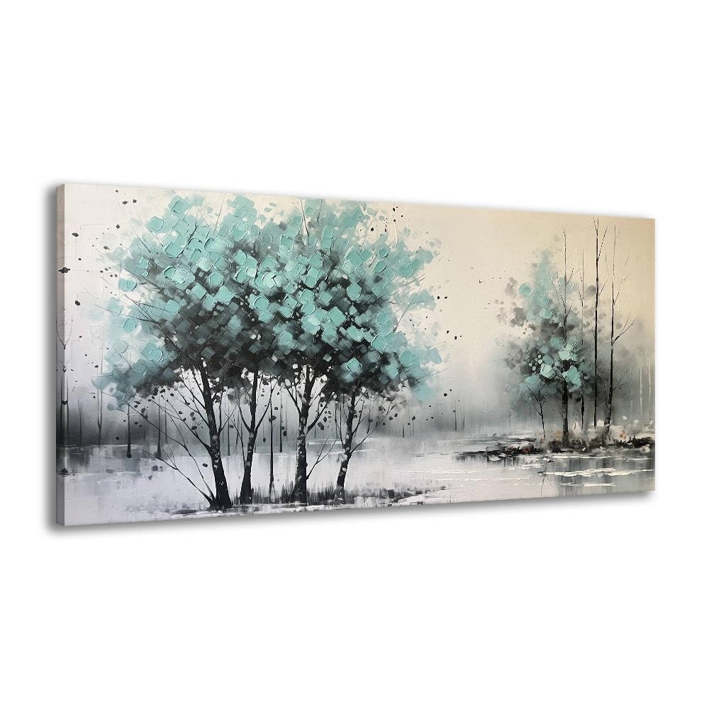 BYXART Misty Forest Canvas Wall Art Foggy Mountain Landscape Nature Picture Decor for Bathroom Living Room Pine Trees Smoky Scenery Painting Artwork for Bedroom Home Office Decorations 40L x20W