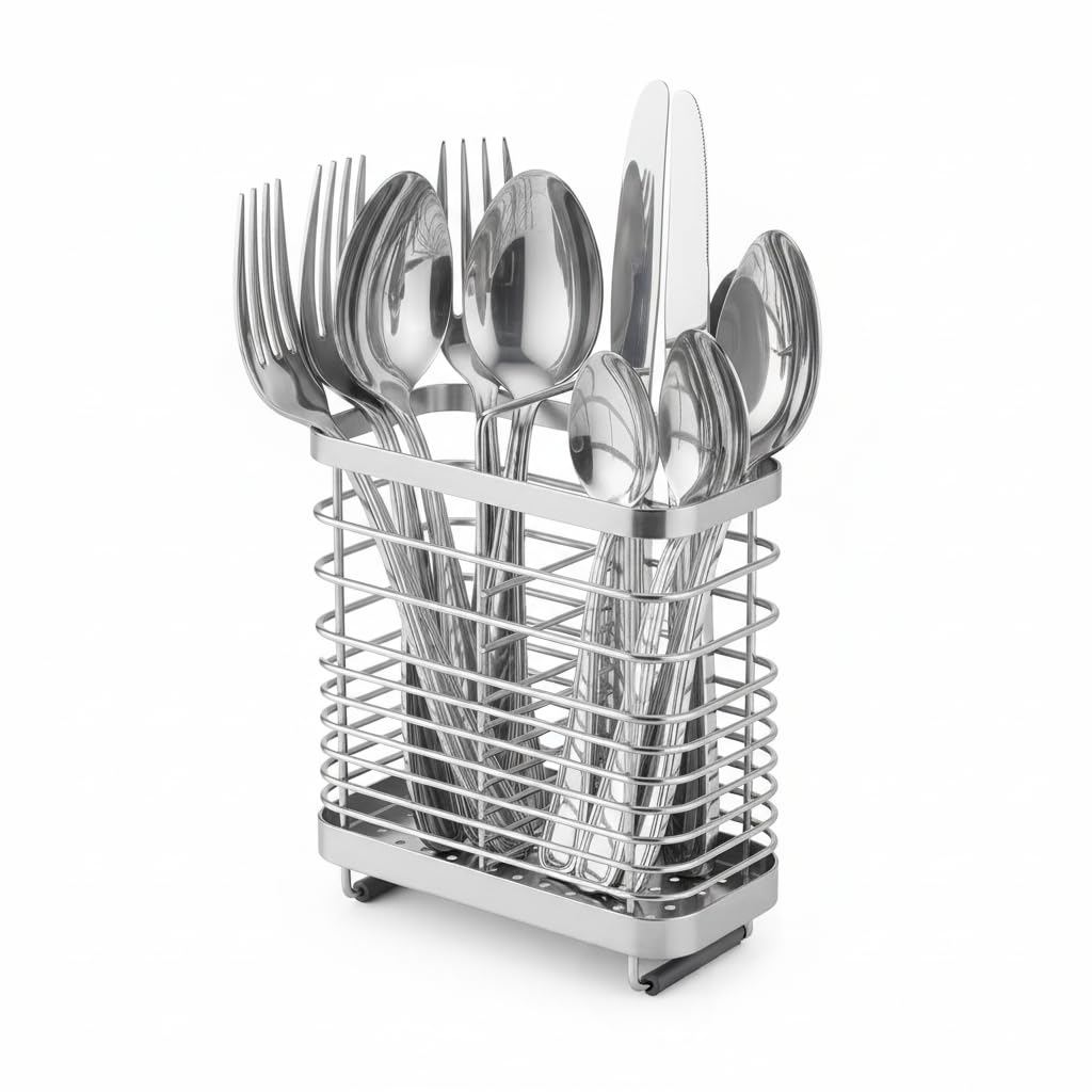 Kitchen Utensil Drying Rack,304 Stainless Steel Chopsticks Spoon Fork Knife Drainer Basket Flatware Storage Drainer, Dish Drainer for Kitchen Counter