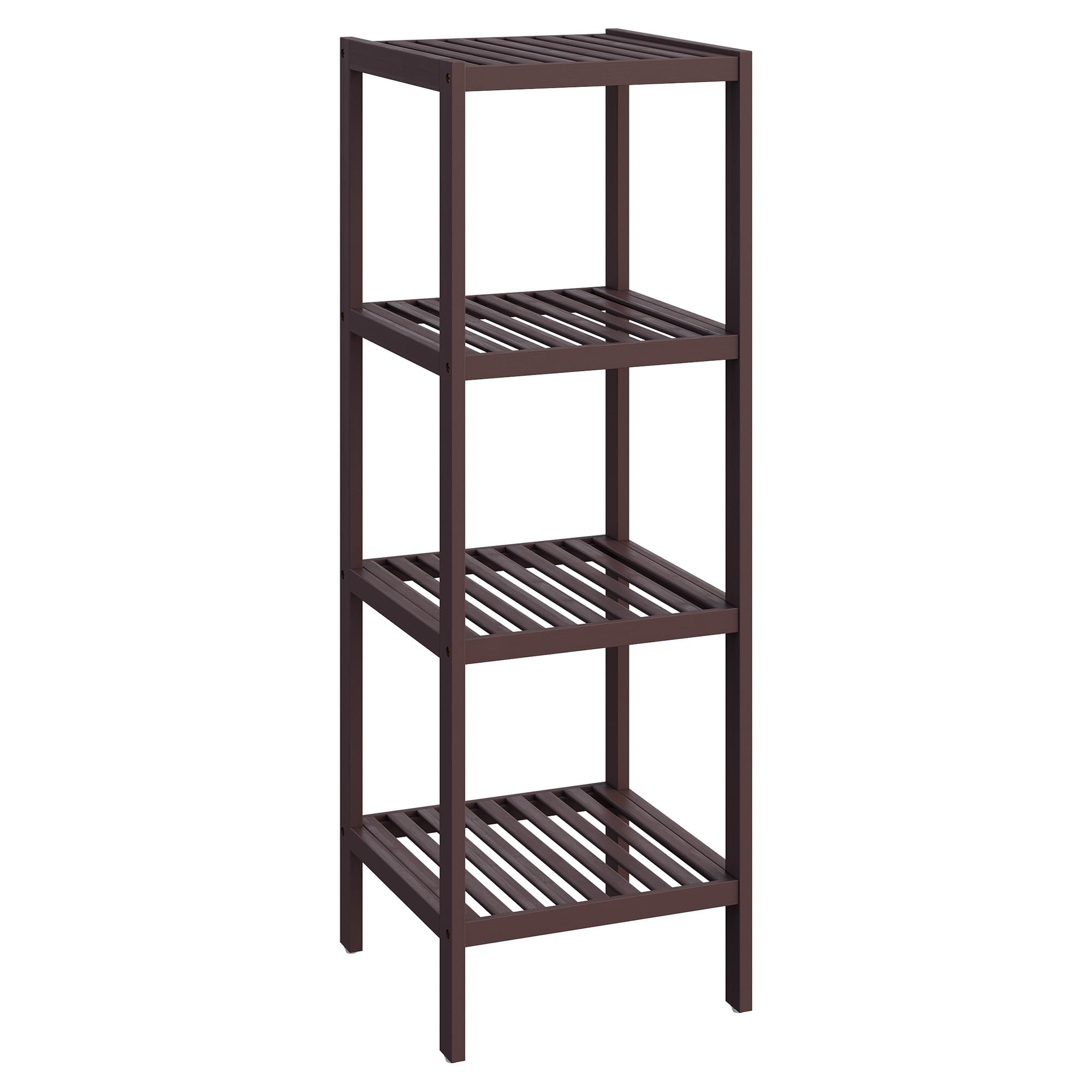 SONGMICS Bamboo Storage Shelf, 5-Tier Shelving Unit, Multifunctional, in the Entryway, Bathroom, Living Room, Balcony, Kitchen, 13 x 13 x 57.5 Inches, Light Bamboo UBCB55Y