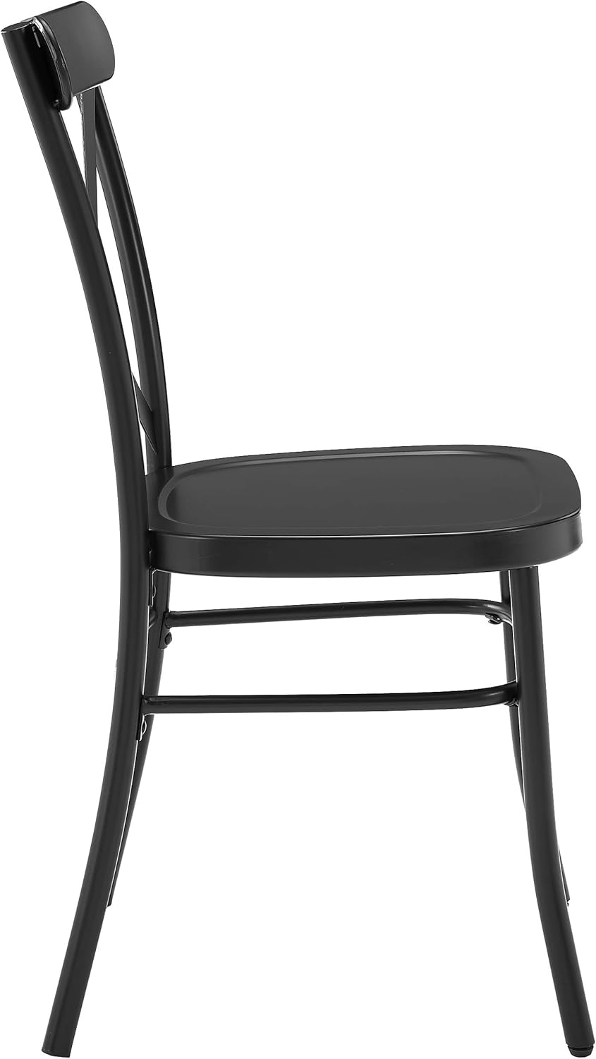 Crosley Furniture Camille Metal X Back Café Dining Chairs Set of 2, Matte Black