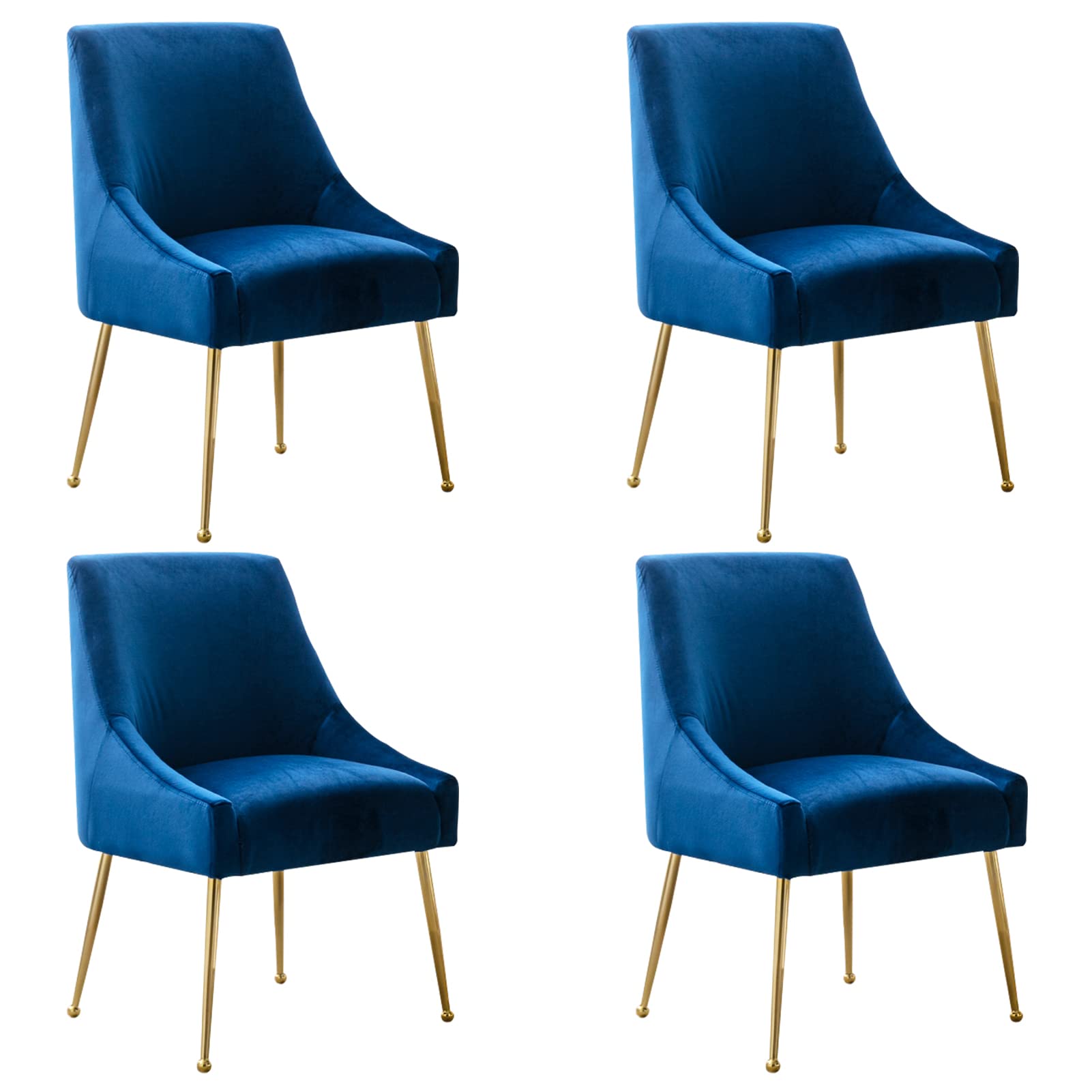 Modern Velvet Dining Chairs Set of 2, Contemporary Upholstered Furniture Collection with Polished Gold Metal Legs, Elegant Accent Chairs for Kitchen Living Room(Grey)