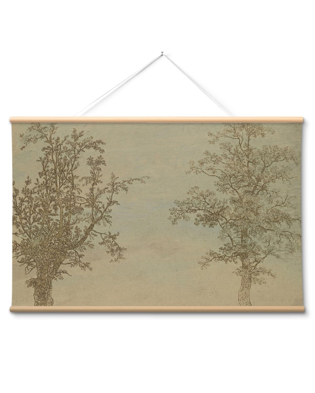 VIYYIEA Extra Large Size Canvas Wall Art, 36x54 Vintage Scroll Hanging Landscape Print, Rustic Watercolor Countryside Scene Wall Décor for Living Room, Bedroom, or Farmhouse