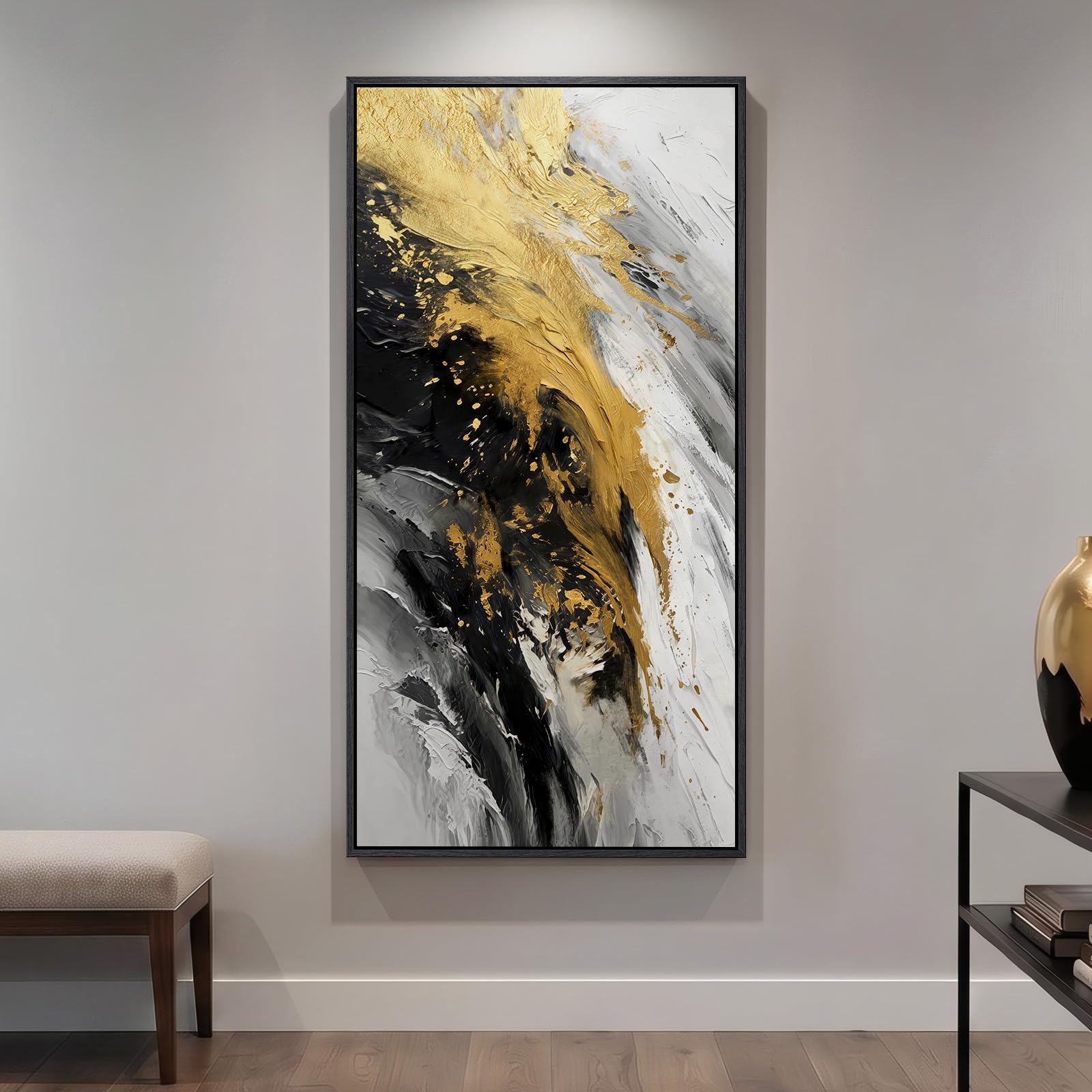 Large Framed Rustic Canvas Wall Art for Living Room, Brown Modern Abstract Landscape Prints Paintings Artwork for Walls, Horizontal Nature Pictures Wall Decor for Bedroom, Office, Farmhouse 30x60 In