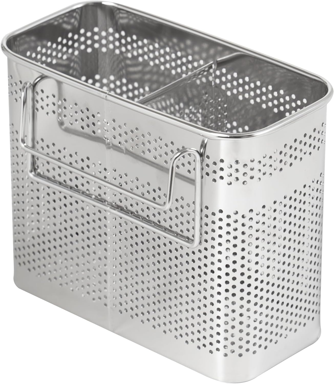 HOME&I Silverware Drying Basket, Hanging Rectangular Utensil Holder with 2 Compartments, Stainless Steel 304 Cutlery Caddy for Dish Rack, Kitchen Sink & Countertop