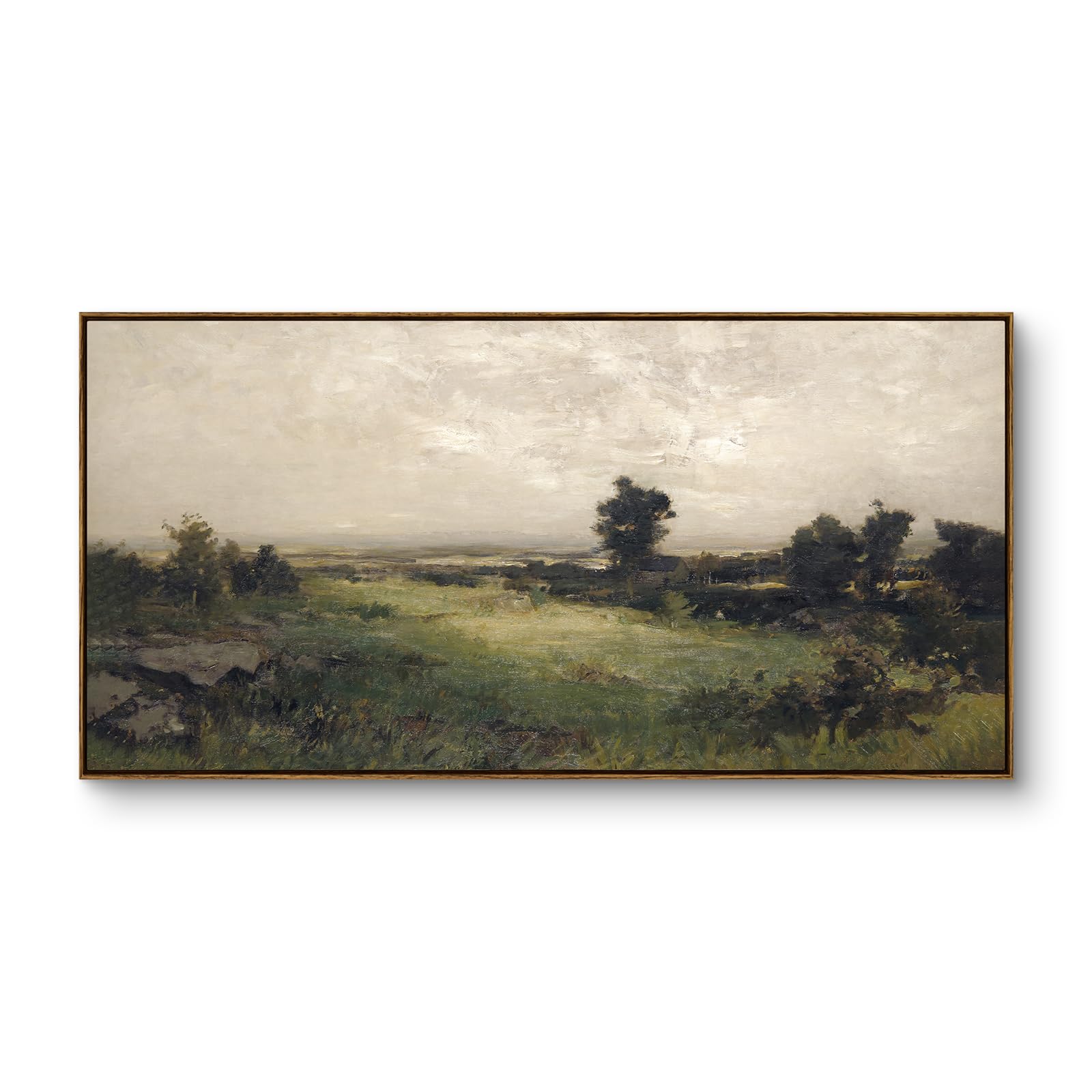 InSimSea Extra Large Framed Vintage Wall Art, Living Room Country Farmhouse Decor, Wilderness Landscape Paintings, Canvas Prints, Retro Farm Long Picture for Bedroom Above of Bed,24x48inch