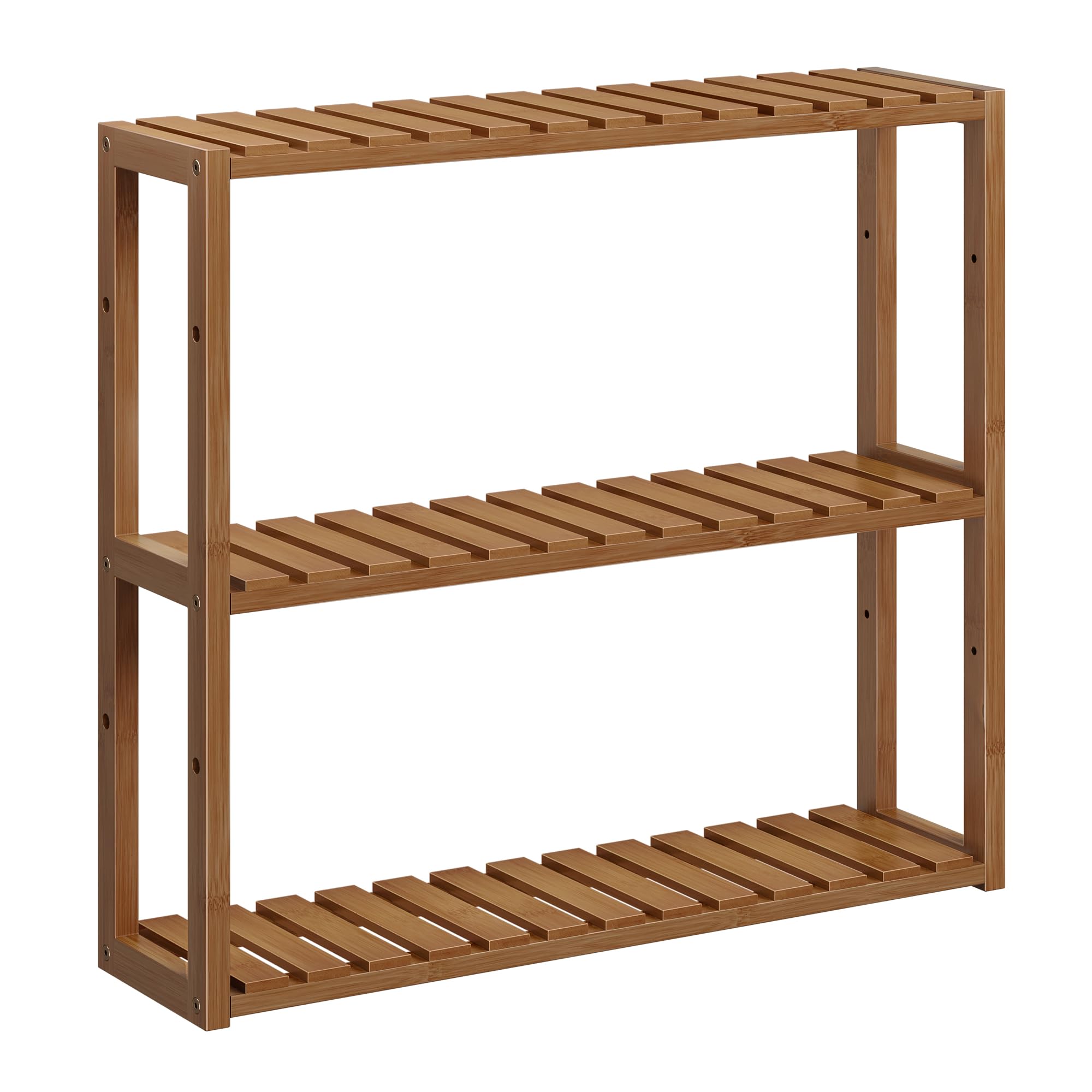 SONGMICS Bamboo Bathroom Storage Floor Cabinet, 4 Tiers Multifunctional Floor Shelving Unit, Free Standing Tower Corner Rack, Natural UBCB50Y