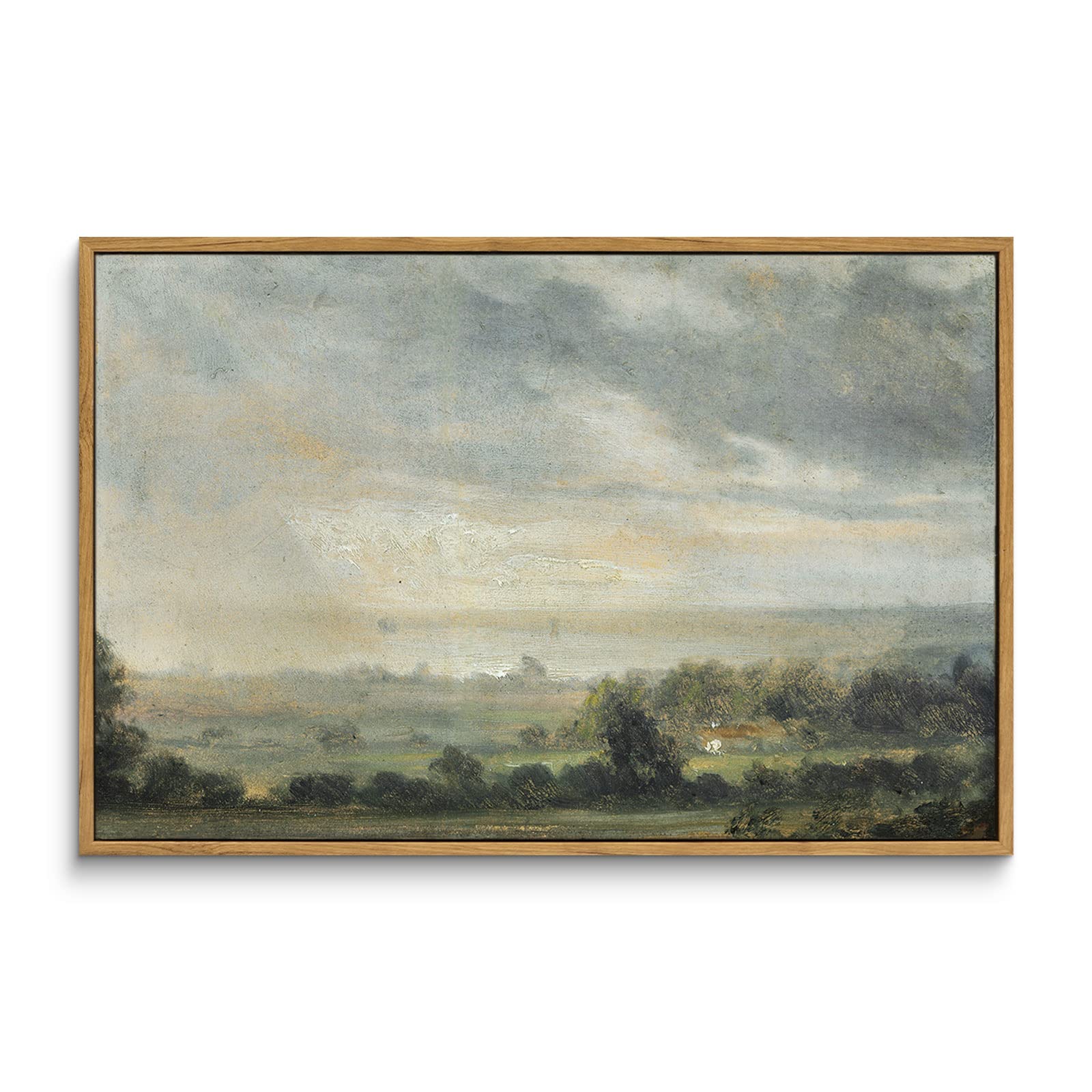 InSimSea Framed Canvas Wall Art Decor, Vintage Natue Landscape Art, Country Wilderness Painting Picture, Retro Decor for Bedroom Living Room, Office, Bathroom, Hallway, Room,12"x16"
