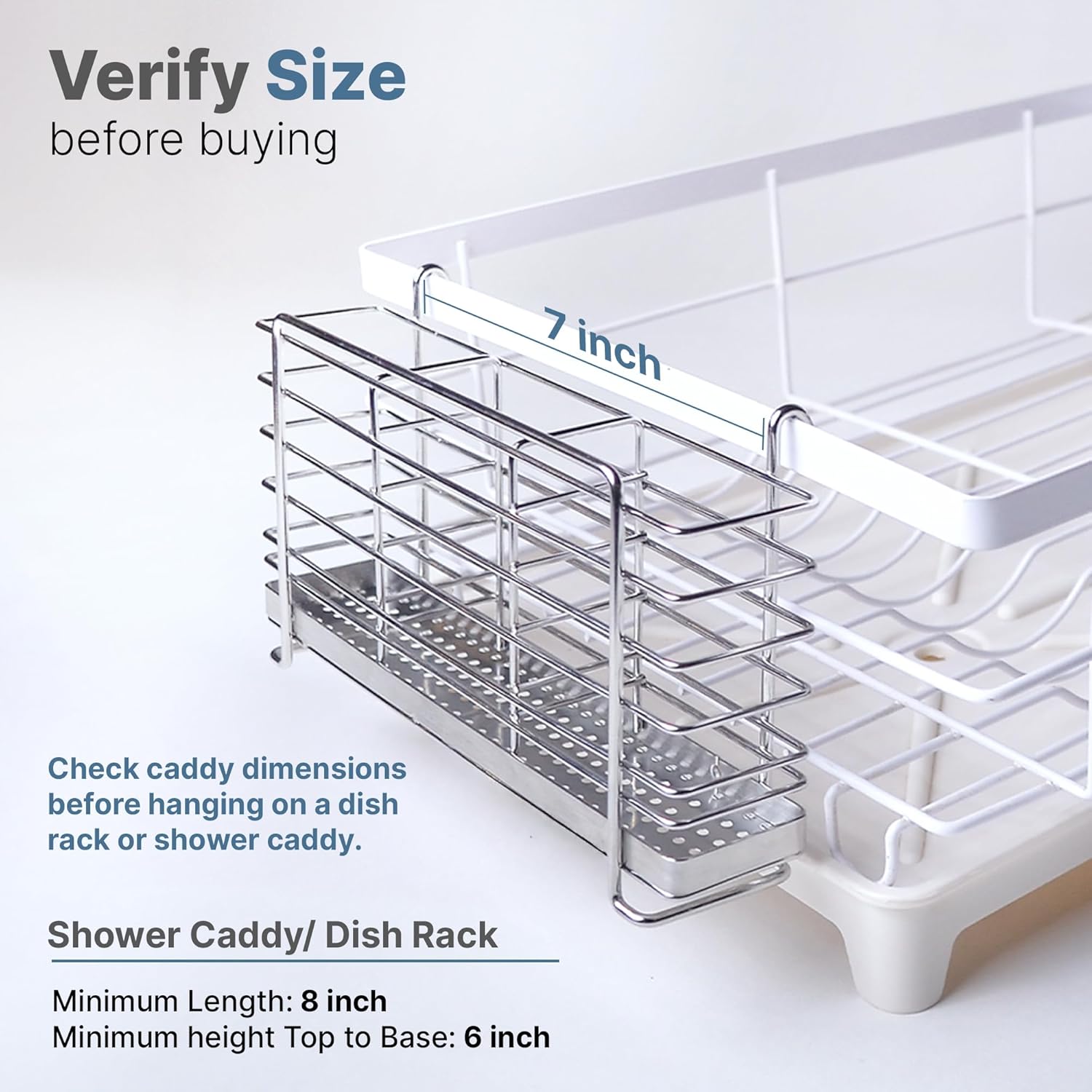 KESOL 304 Stainless Steel Utensil Drying Rack with Hooks & 3 Divided Compartments, Silverware Drying Basket, Spoon and Fork Organizer, Rustproof Kitchen Drainage Basket Accessories, Silver, 2x8.7x5