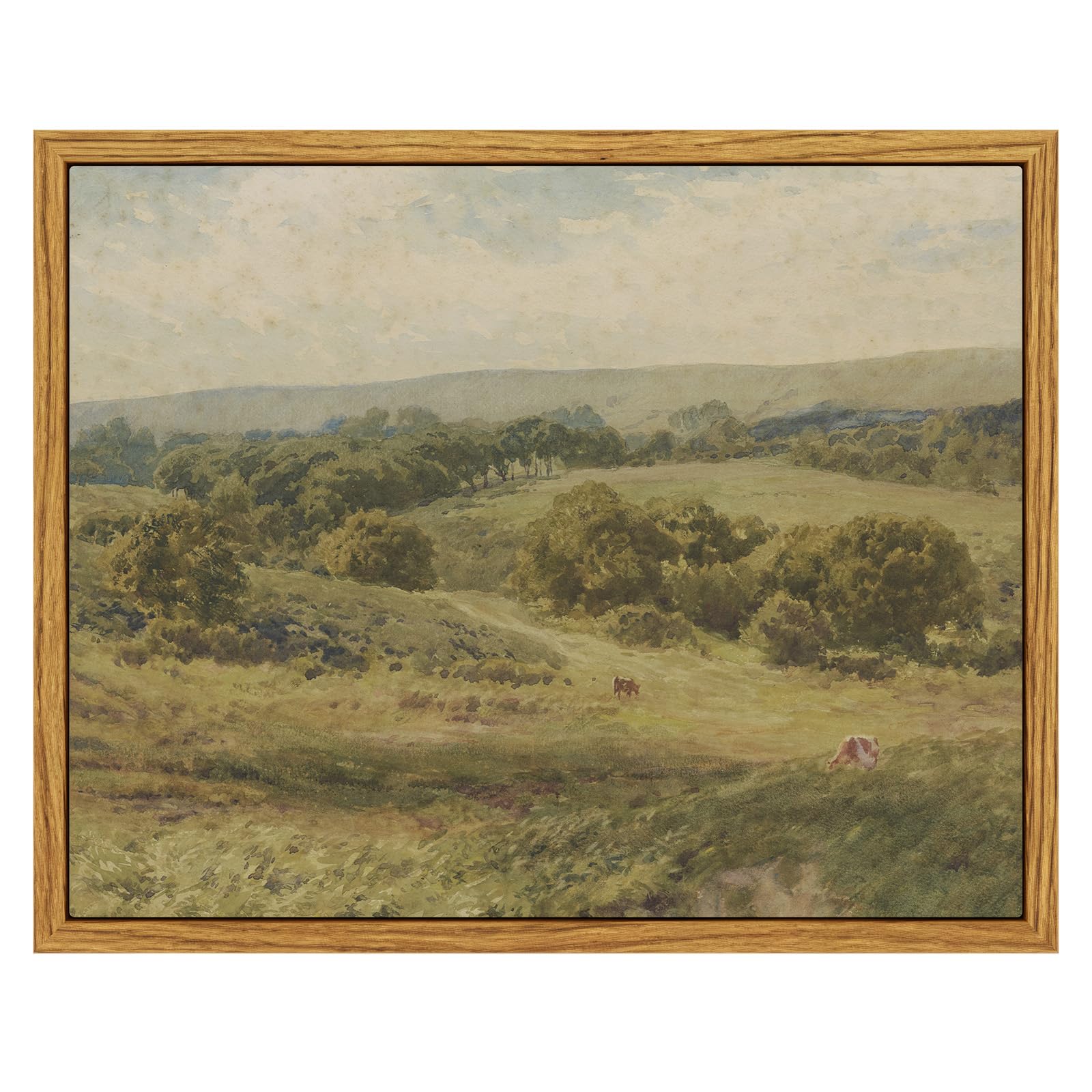 InSimSea Framed Canvas Wall Art Decor, Vintage Natue Landscape Art, Country Wilderness Painting Picture, Retro Decor for Bedroom Living Room, Office, Bathroom, Hallway, Room,12"x16"