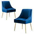 Modern Velvet Dining Chairs Set of 2, Contemporary Upholstered Furniture Collection with Polished Gold Metal Legs, Elegant Accent Chairs for Kitchen Living Room(Grey)