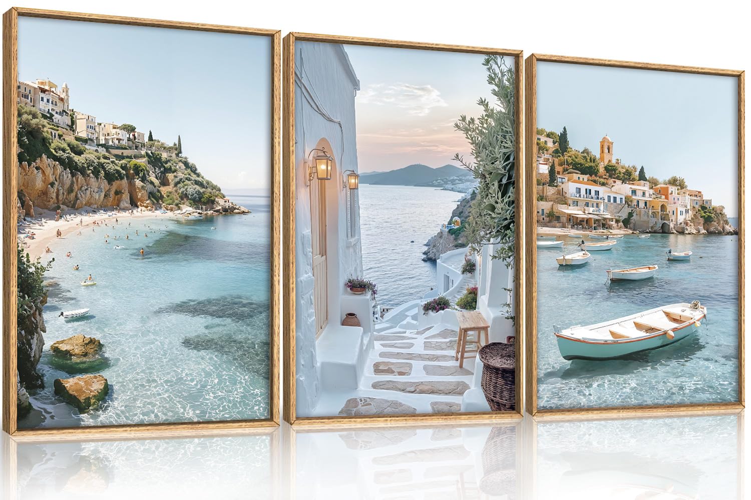 Abstract Natural Landscape Framed Canvas Wall Art Set, Watercolor Tan Green Beige Wall Decor, Minimalist Neutral Modern Scenery Artwork for Living Room, Bedroom,Farmhouse- 40"x20"x1