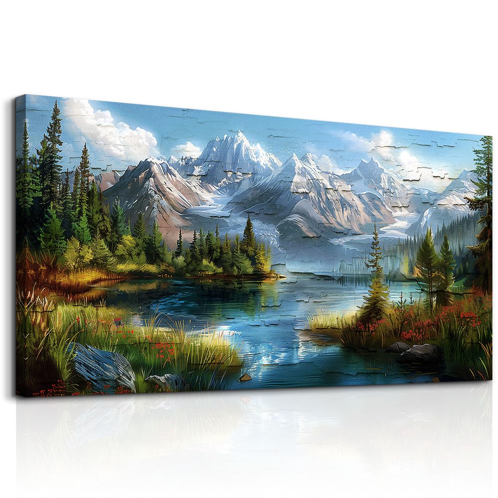 FUHAIHUA Canvas Wall Art For Living Room Large Wall Decor For Bedroom Modern Office Wall Decorations Forest River Landscape Paintings Farmhouse Pictures Artwork Room Aesthetic Home Decor 20x40 In