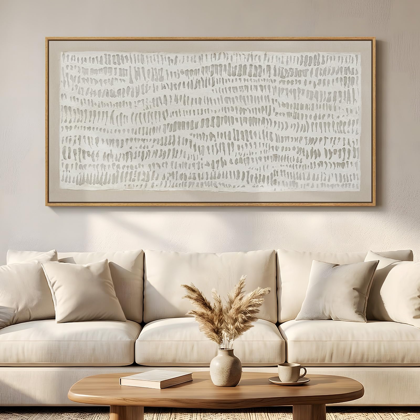 Large Framed Rustic Canvas Wall Art for Living Room, Brown Modern Abstract Landscape Prints Paintings Artwork for Walls, Horizontal Nature Pictures Wall Decor for Bedroom, Office, Farmhouse 30x60 In