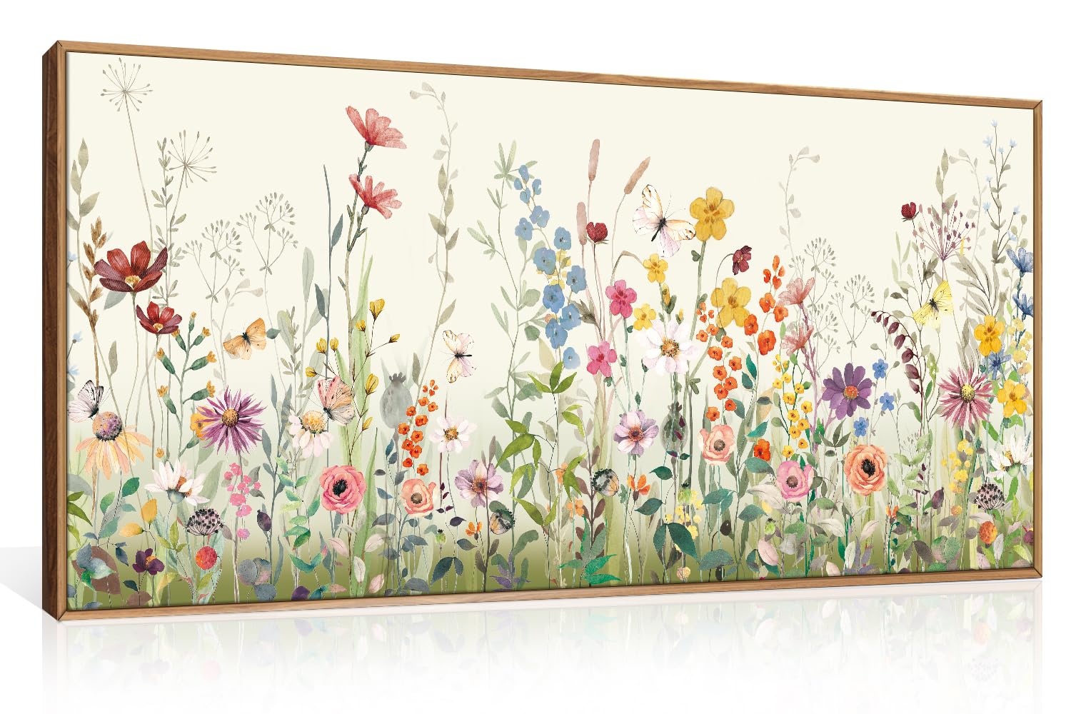 Abstract Natural Landscape Framed Canvas Wall Art Set, Watercolor Tan Green Beige Wall Decor, Minimalist Neutral Modern Scenery Artwork for Living Room, Bedroom,Farmhouse- 40"x20"x1