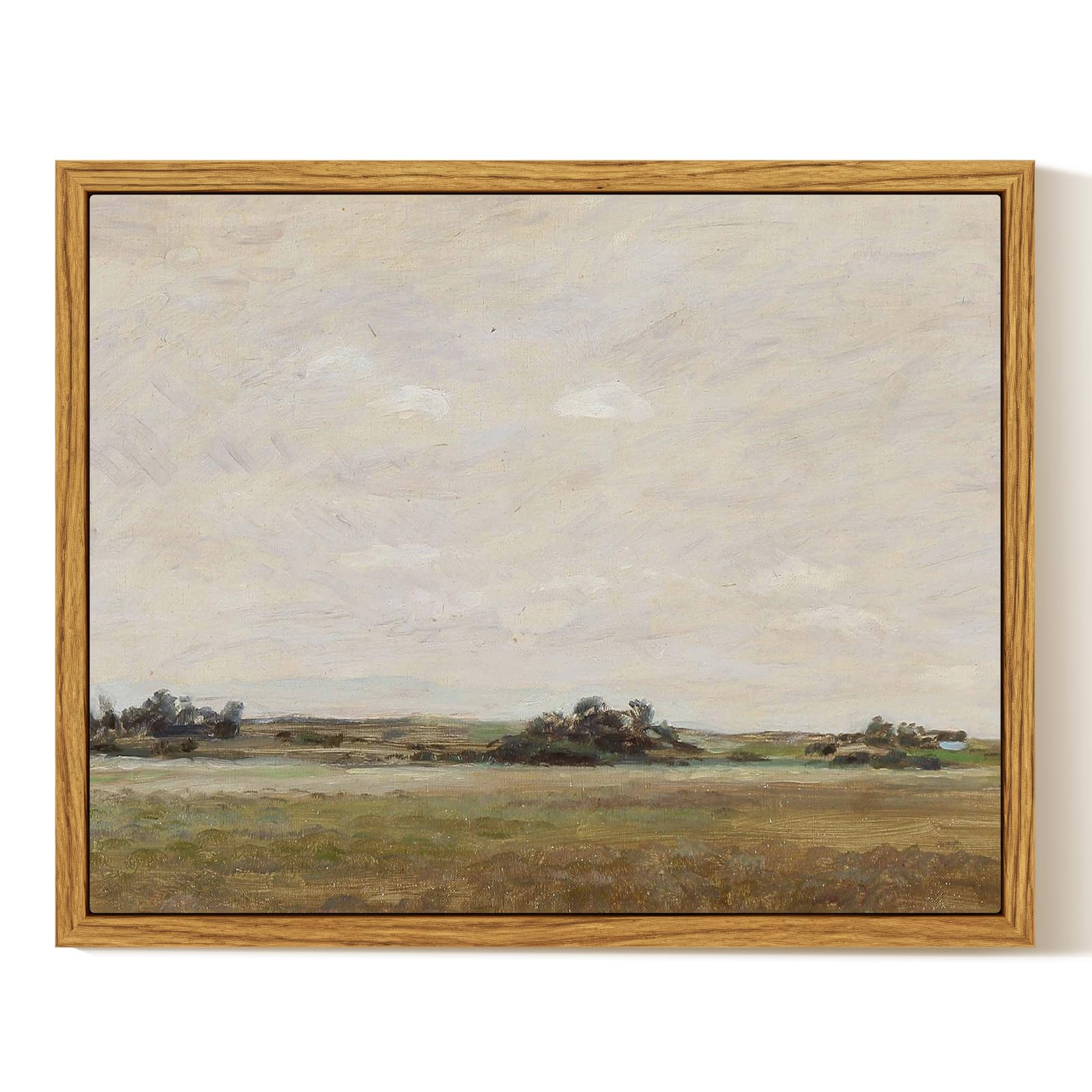 InSimSea Framed Canvas Wall Art Vintage Decor, Landscape Wall Art, Meadow with Flowers Art, Modern Farmhouse Decor, Cottagecore Bedroom Bathroom Office Decorations, 24"x36"