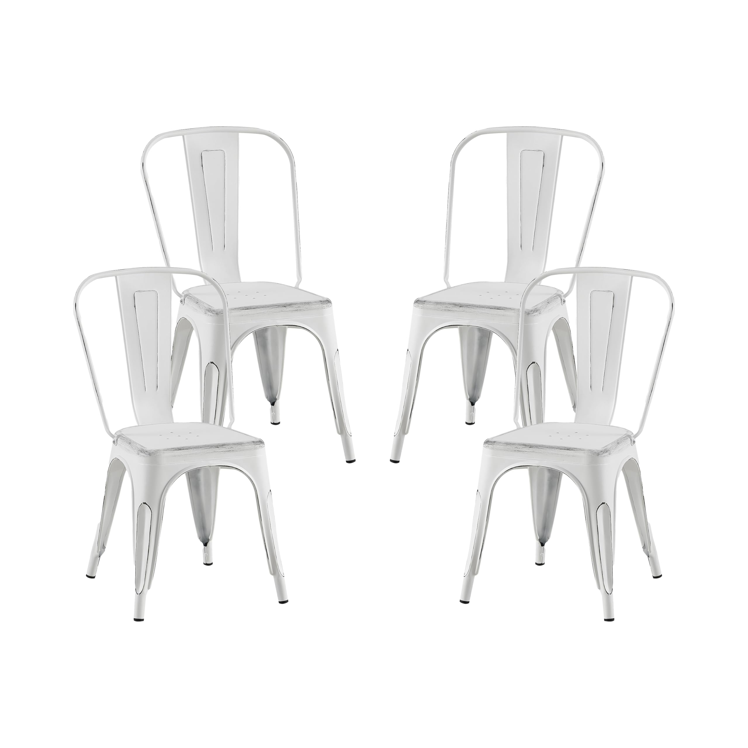 AC Pacific 18 Inch Seat Height Industrial Metal Dining Chairs, Stackable Kitchen or Bar Seat, Durable Modern Design, Versatile Accent Furniture, Set of 2, Dark Blue