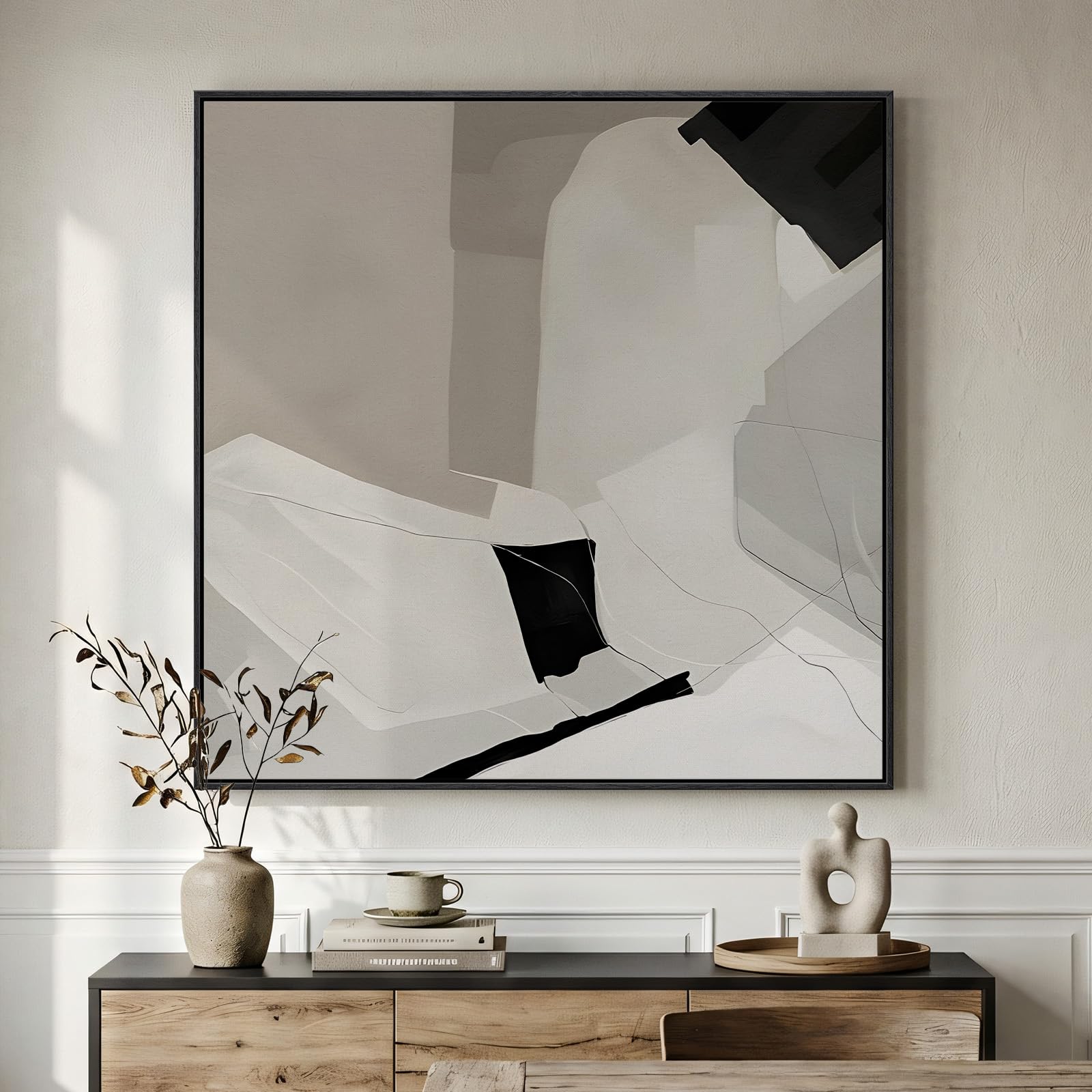 Large Framed Rustic Canvas Wall Art for Living Room, Brown Modern Abstract Landscape Prints Paintings Artwork for Walls, Horizontal Nature Pictures Wall Decor for Bedroom, Office, Farmhouse 30x60 In