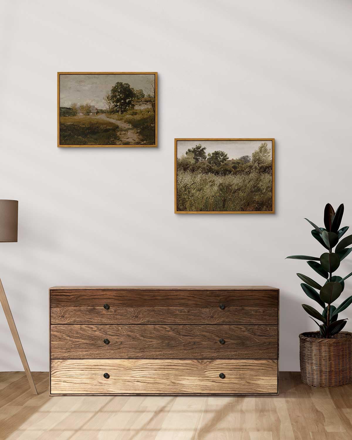 InSimSea Framed Canvas Wall Art Decor, Vintage Natue Landscape Art, Country Wilderness Painting Picture, Retro Decor for Bedroom Living Room, Office, Bathroom, Hallway, Room,12"x16"