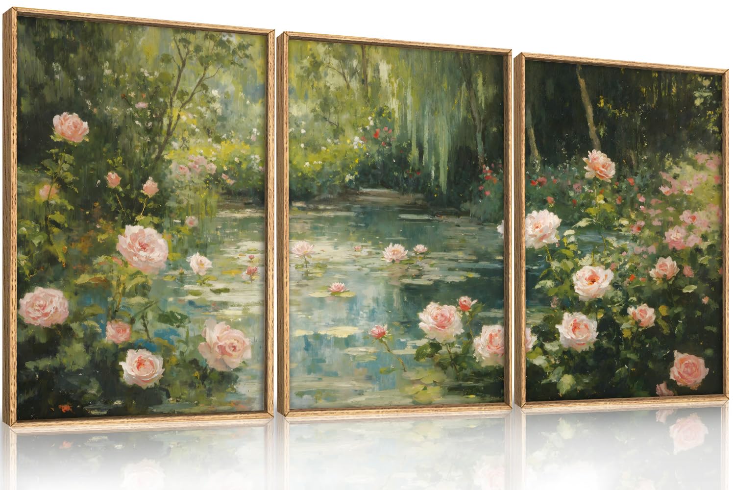 Abstract Natural Landscape Framed Canvas Wall Art Set, Watercolor Tan Green Beige Wall Decor, Minimalist Neutral Modern Scenery Artwork for Living Room, Bedroom,Farmhouse- 40"x20"x1