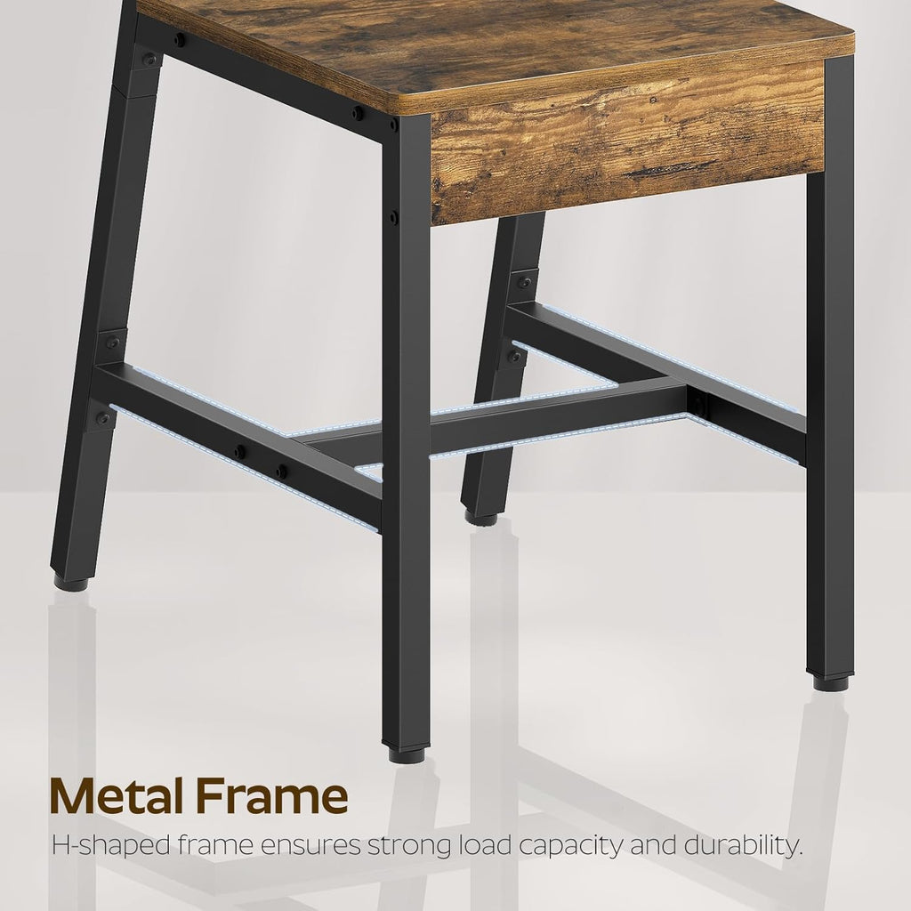 YATINEY Dining Chairs Set of 2, Industrial Kitchen Chairs with Metal Frame, Slanted Back, Wooden Dining Chair Set, for Kitchen, Living Room, Rustic Brown and Black CY03L2BR